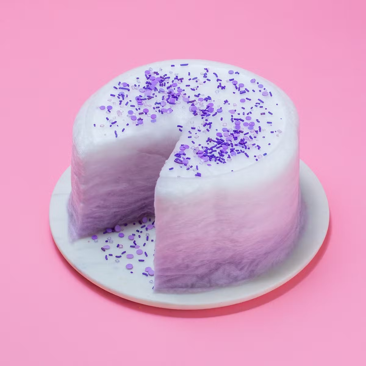 Purple OmbrÃ© Cotton Candy Floof Cake