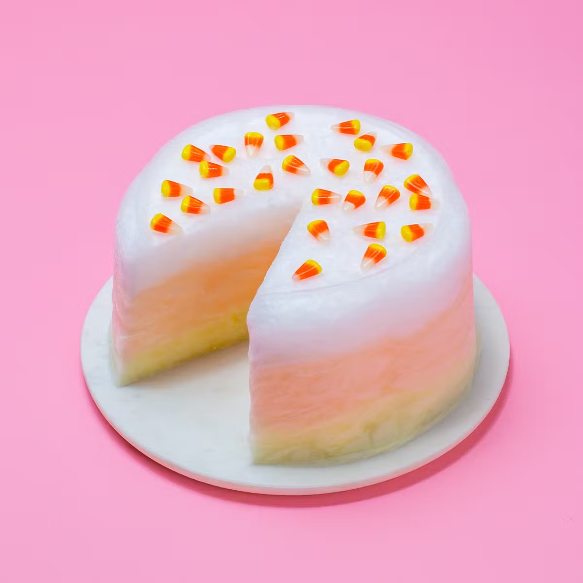 Halloween Candy Corn Cotton Candy Floof Cake