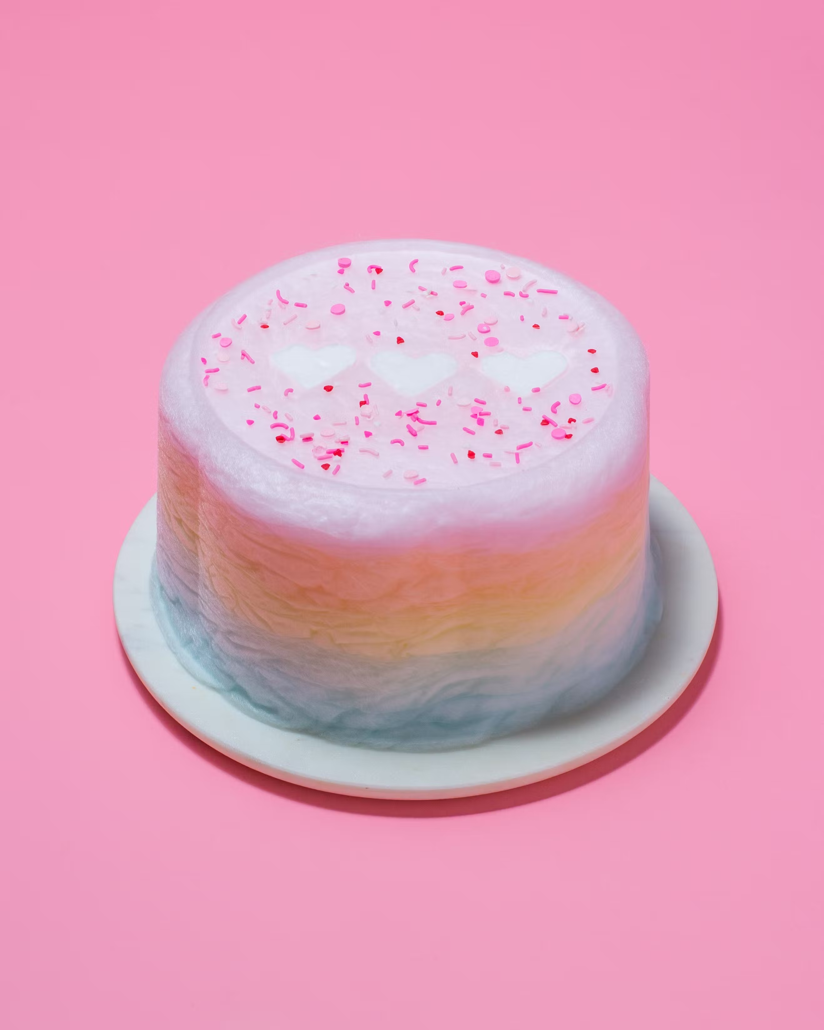 Valentine's Day Rainbow Cotton Candy Floof Cake