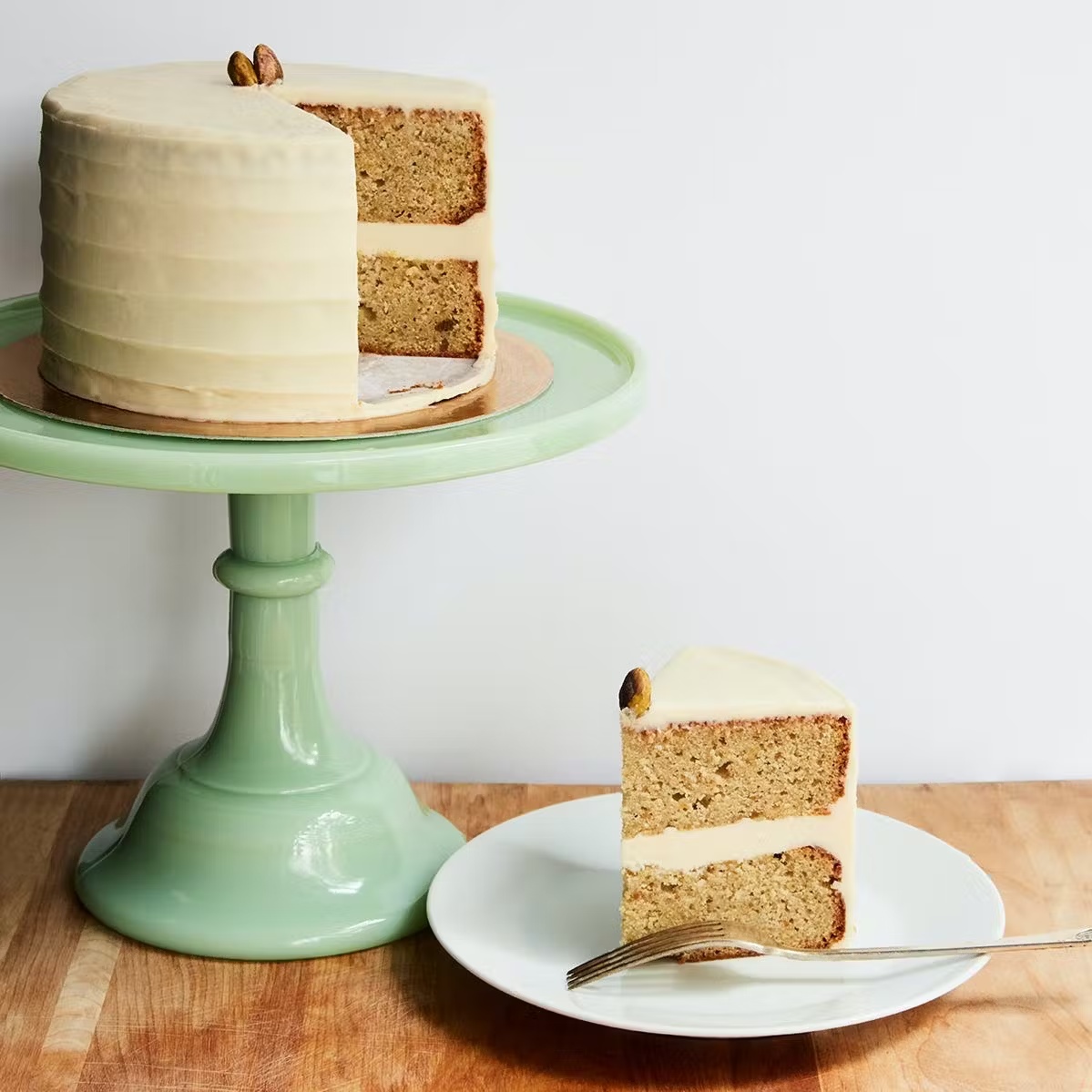 Gluten-Free Pistachio + Honey Buttercream Cake