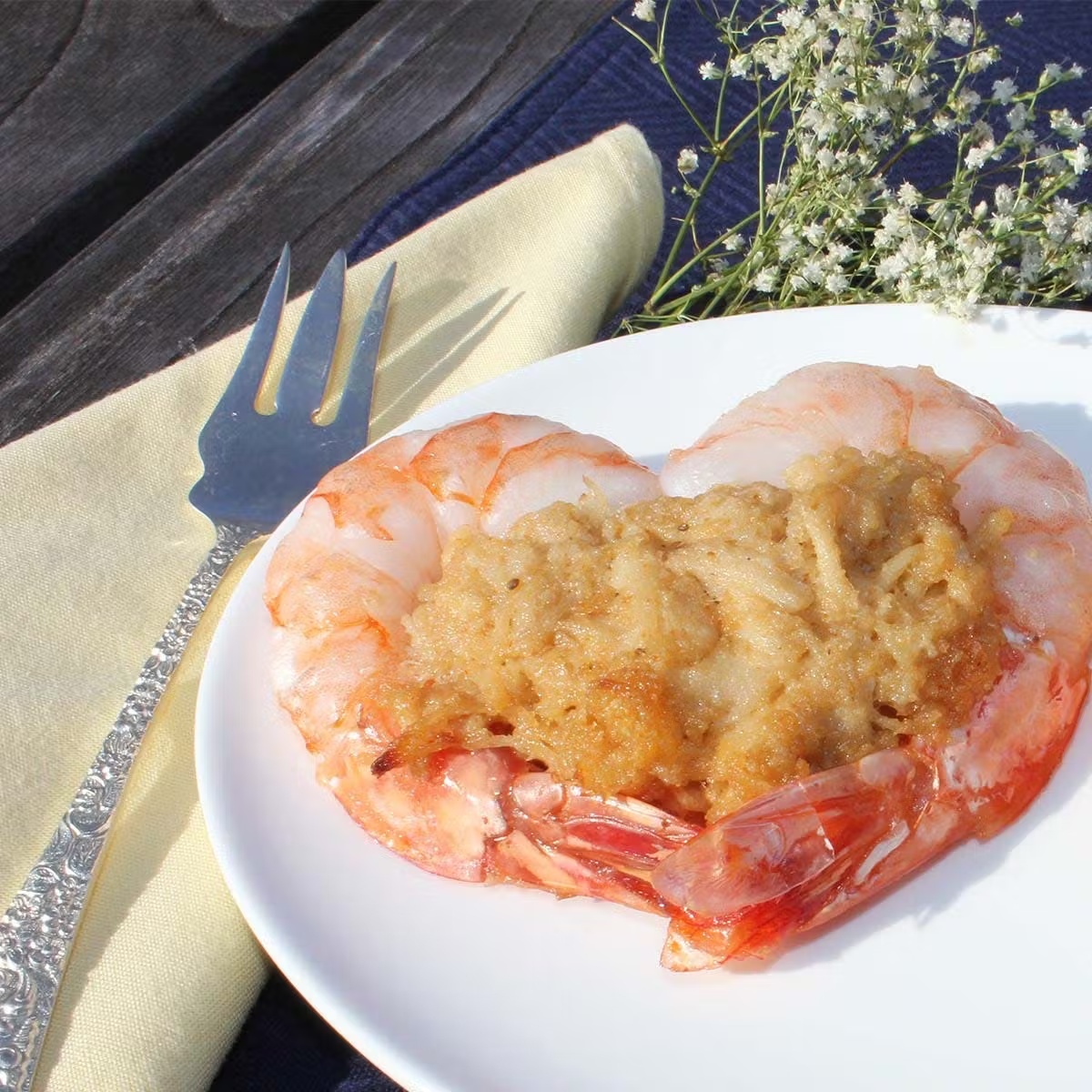 Crab Stuffed "Heart" Shaped Shrimp