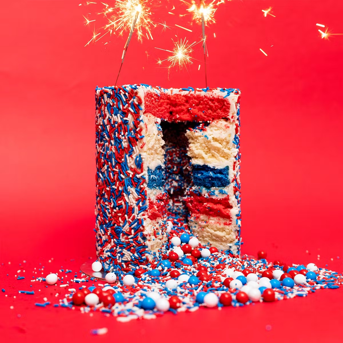 Patriotic ExplosionÂ® Cake