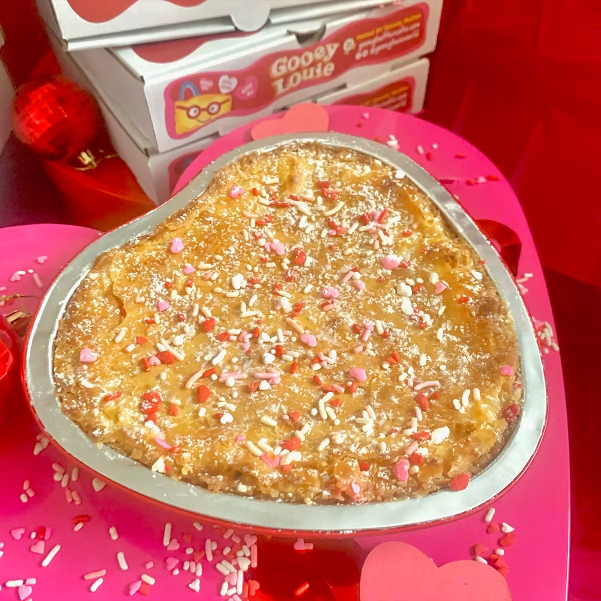 Valentine's Heart Shaped Gooey Butter Cake