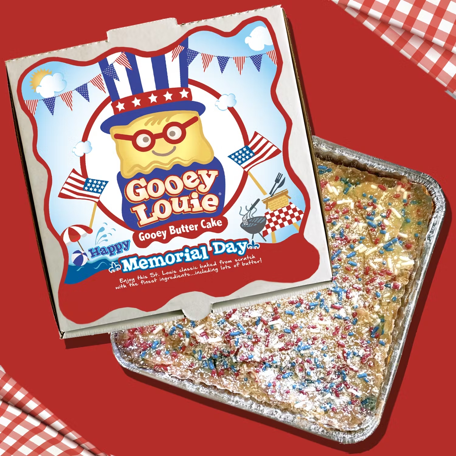 Memorial Day Gooey Butter Cake - Choose Your Flavor