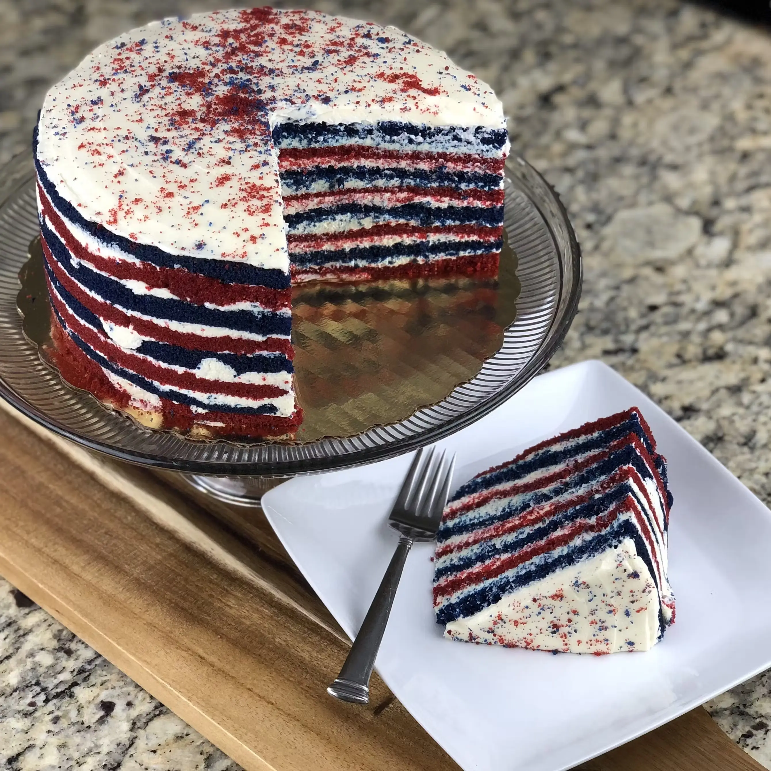 Red White & Blue Velvet Smith Island Cake
