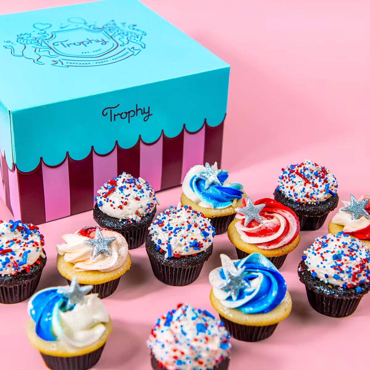 Red, White & Blue Mini Cupcakes - 12 Pack