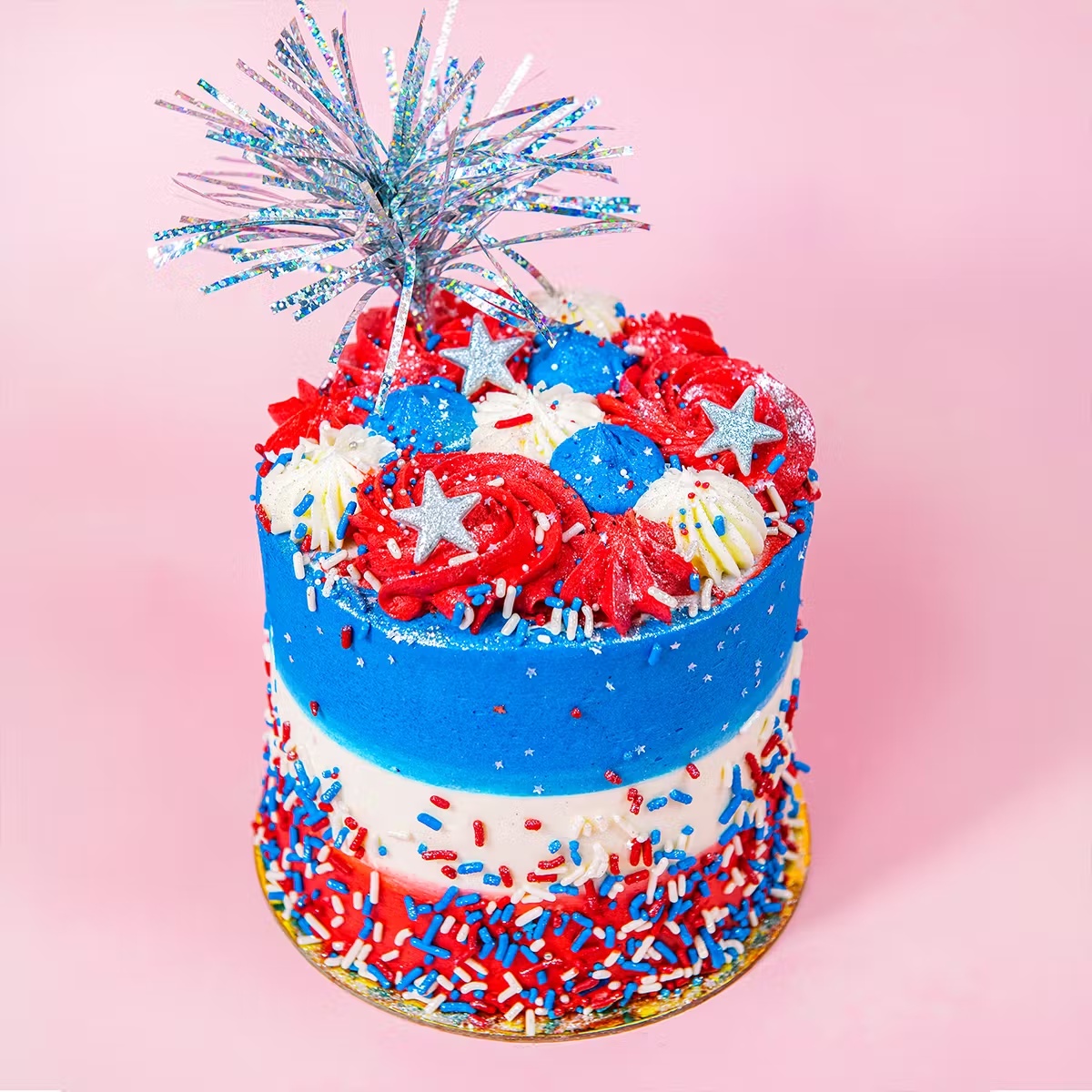 Red, White, & Blue Sprinkle Surprise Cake