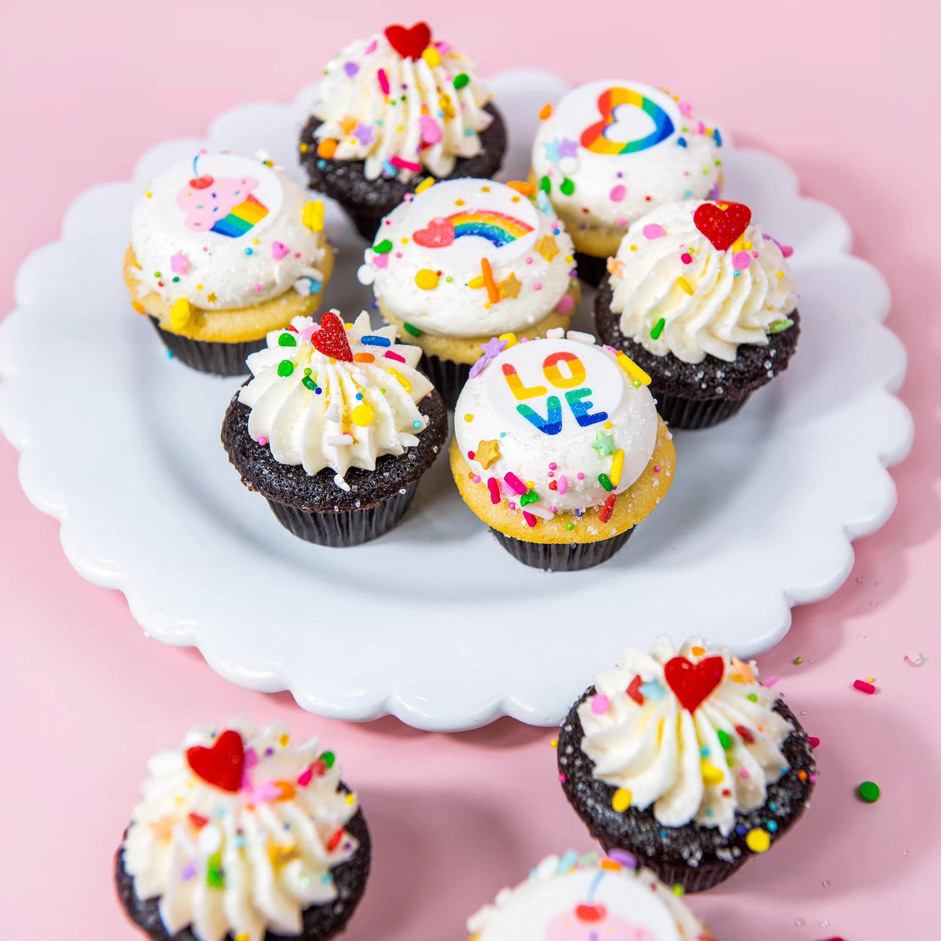 Rainbow Love Mini Cupcakes - 12 Pack