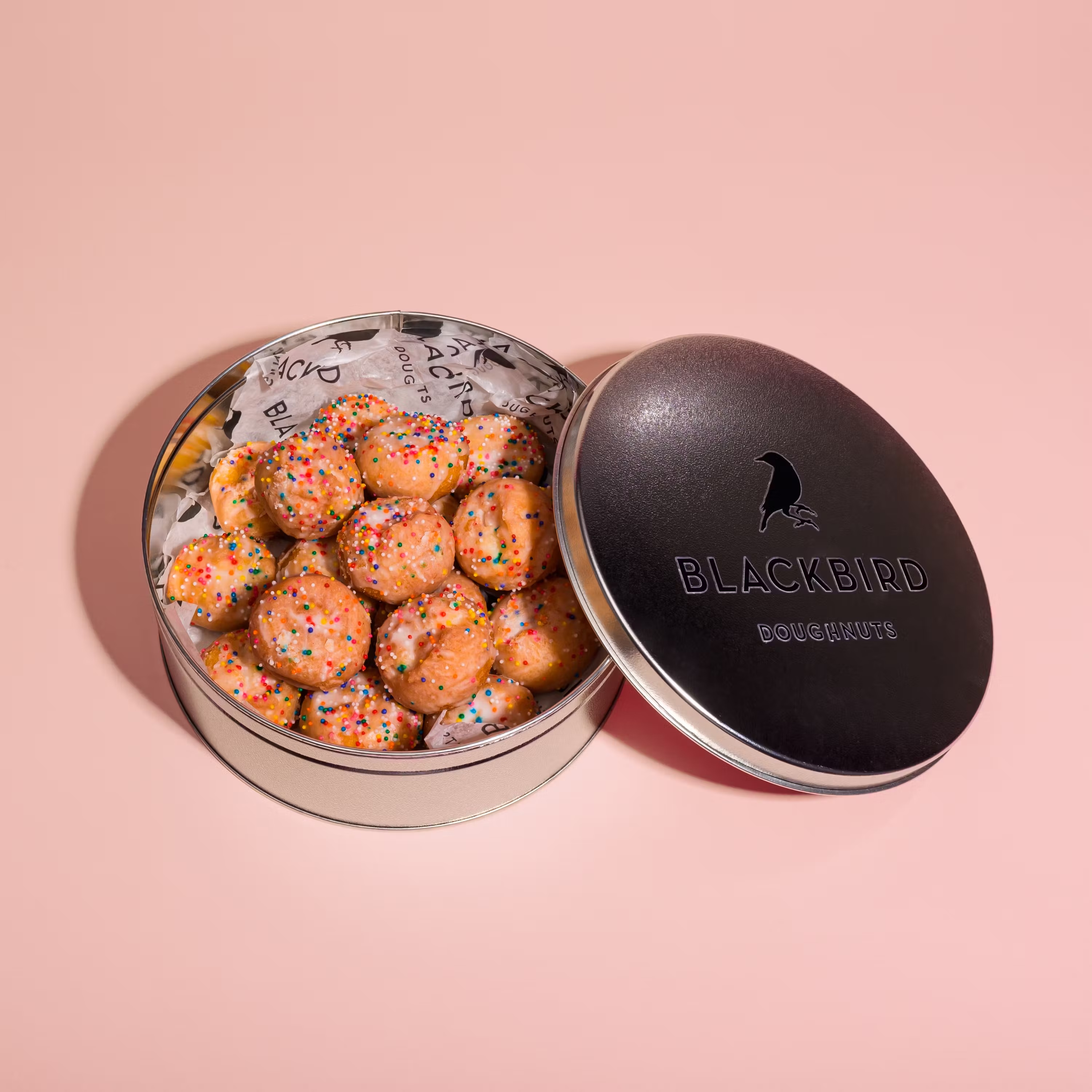 Mini Vanilla Sprinkle Cake Doughnuts Gift Tin
