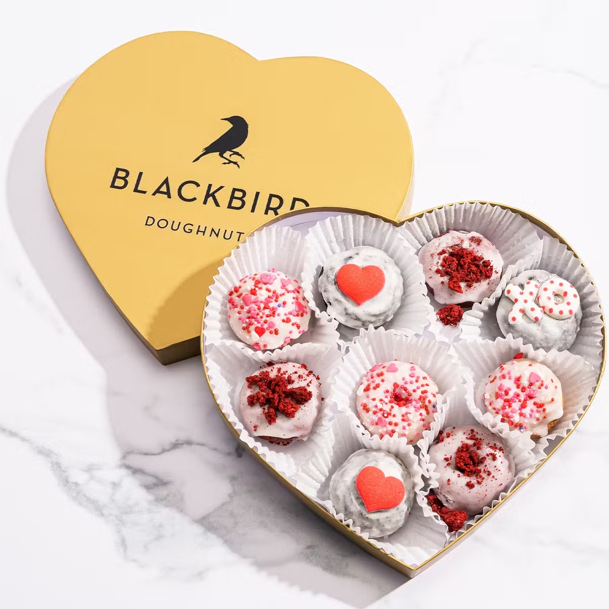 The Golden Heart Assorted Mini Doughnut Box