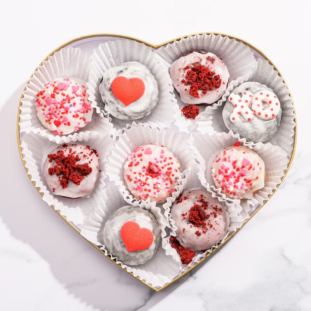 The Golden Heart Assorted Mini Doughnut Box