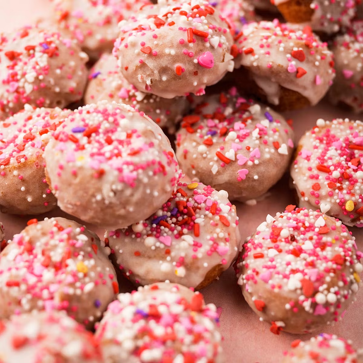 Valentine's Day Vanilla Sprinkle Mini Doughnuts Tin