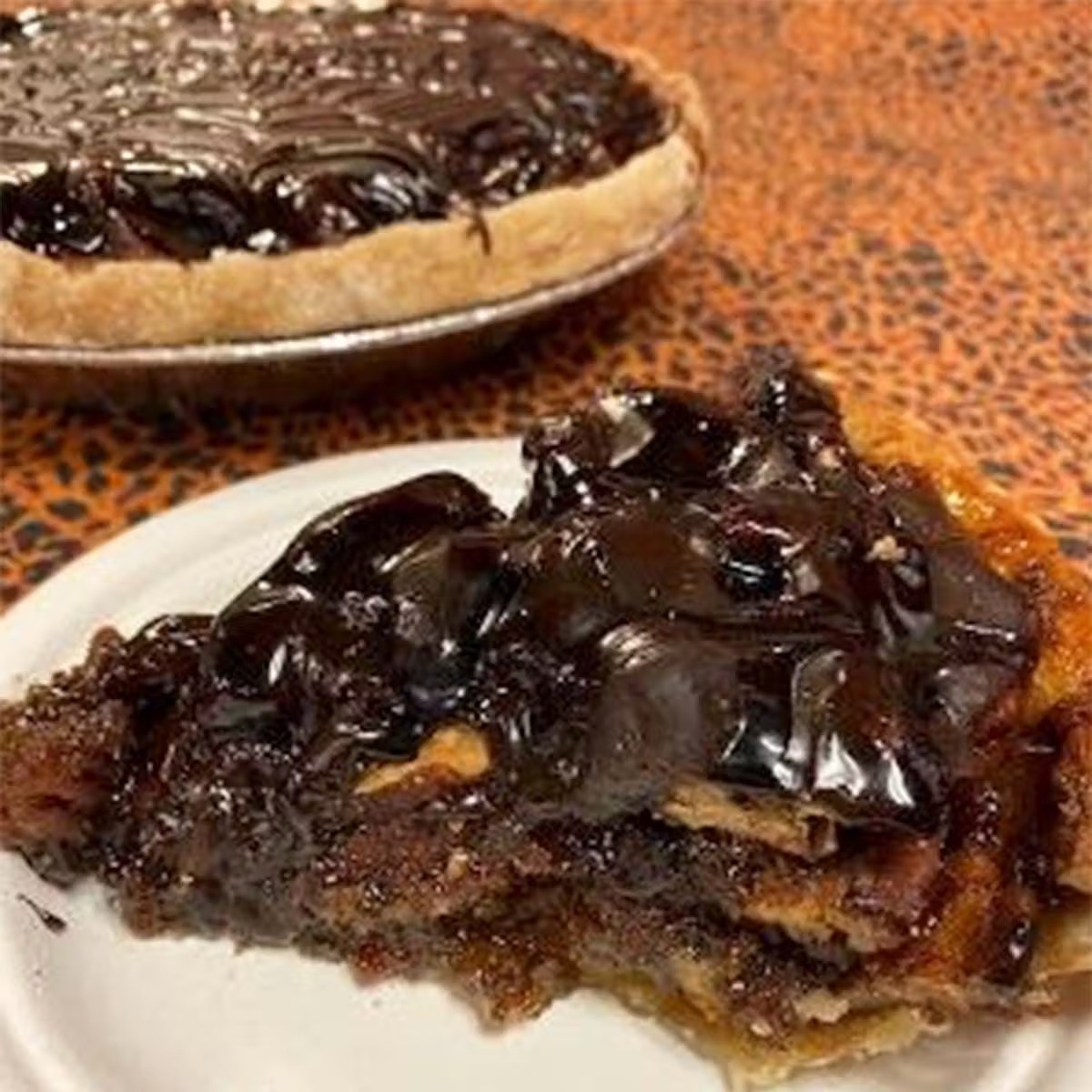 Chocolate Top Pecan Caramel Pie