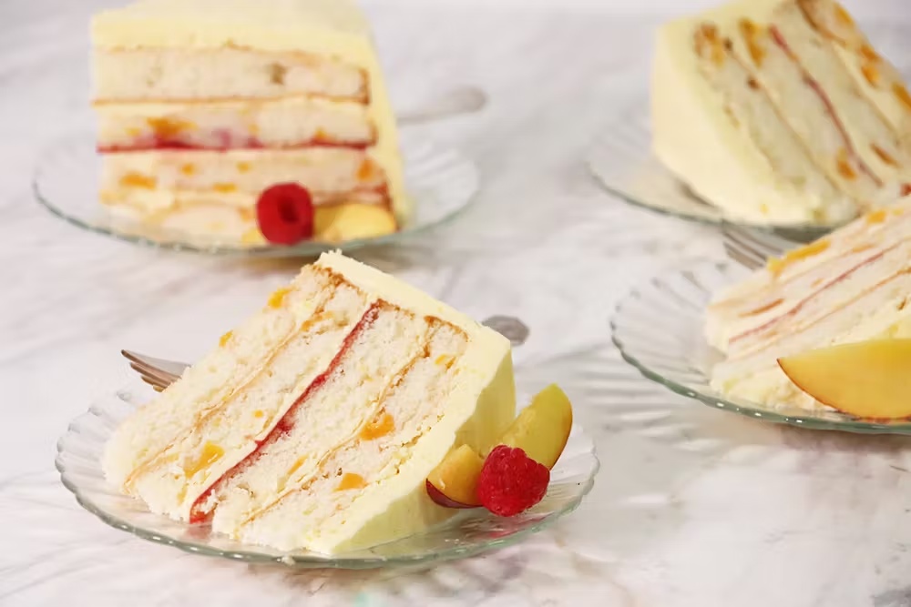Peach Raspberry Delight Cake