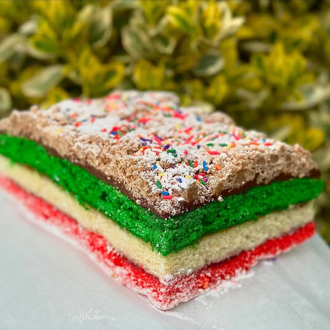 Rainbow Cookie Crumb Cake