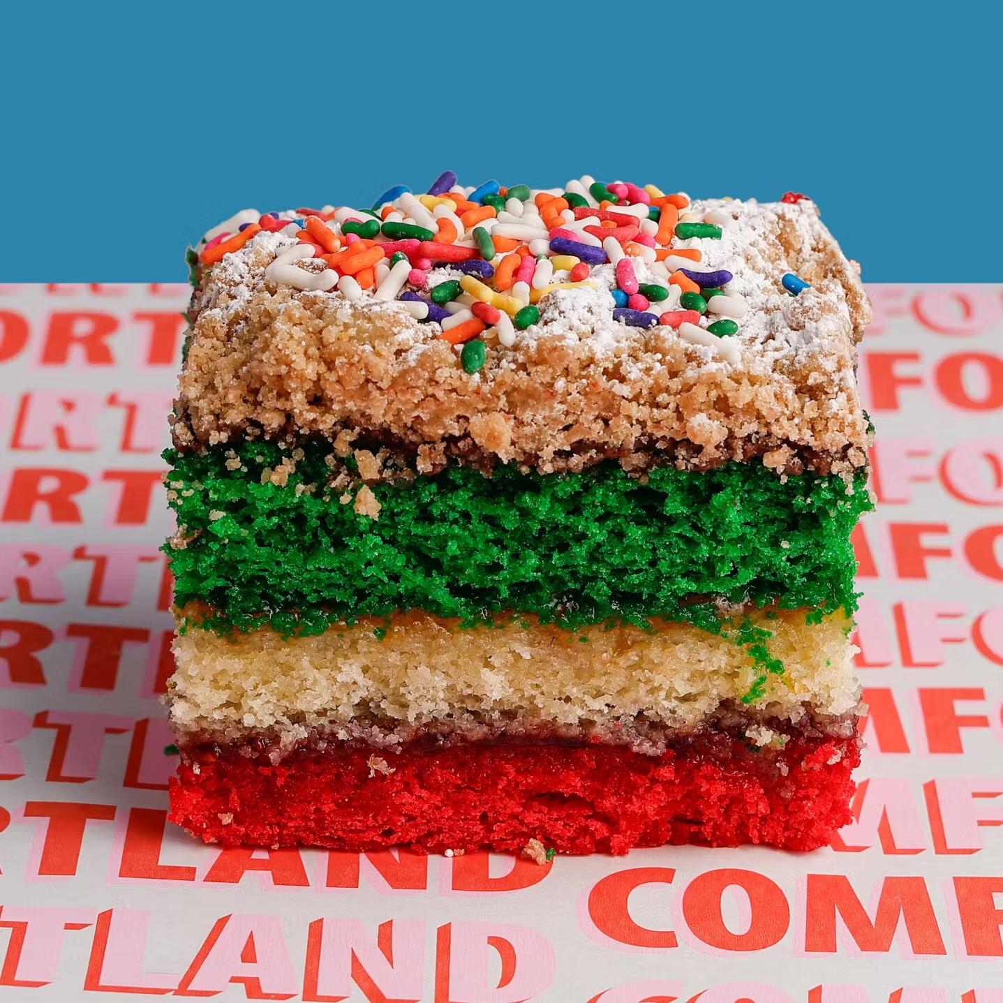 Rainbow Cookie Crumb Cake