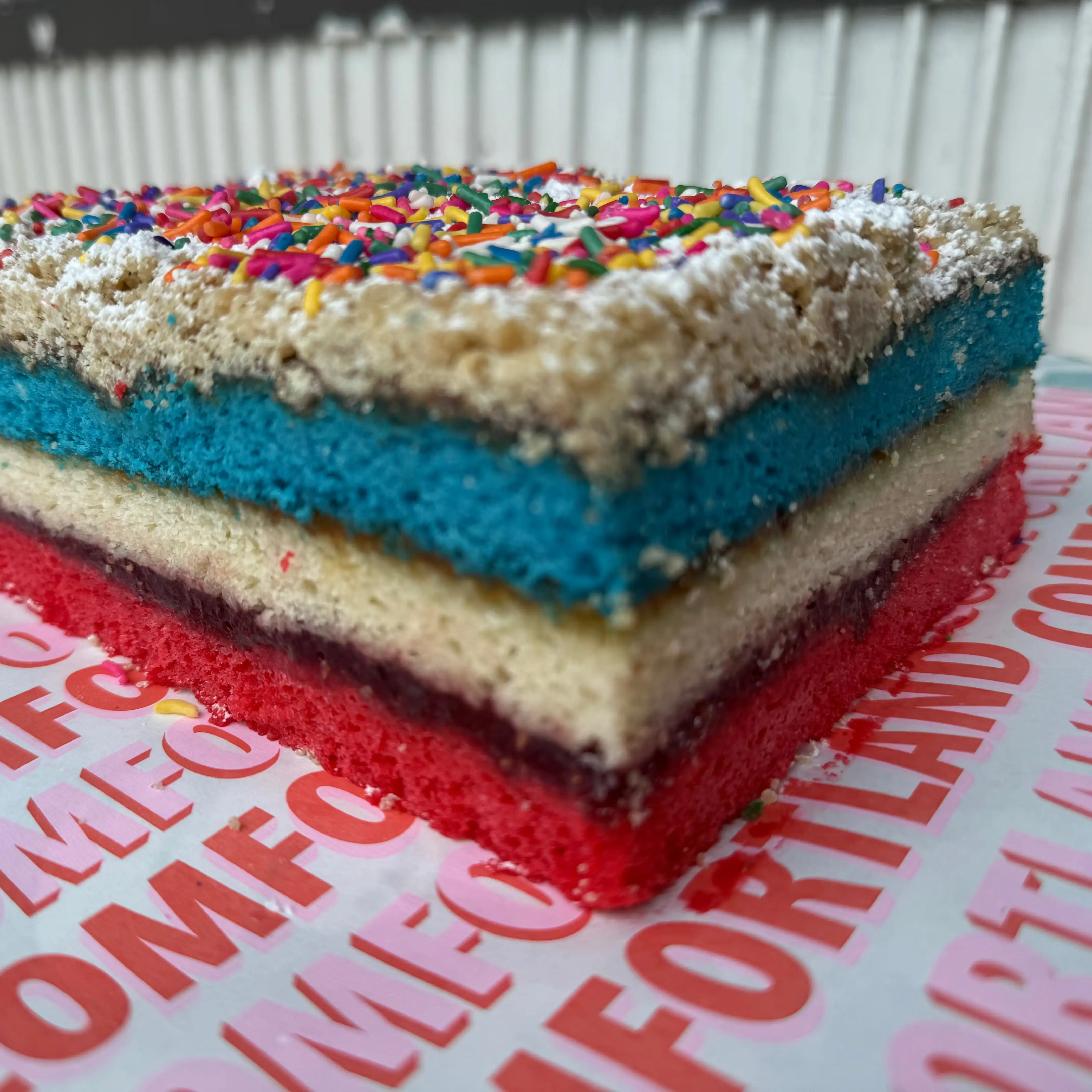 Red, White & Blue Rainbow Cookie Crumb Cake