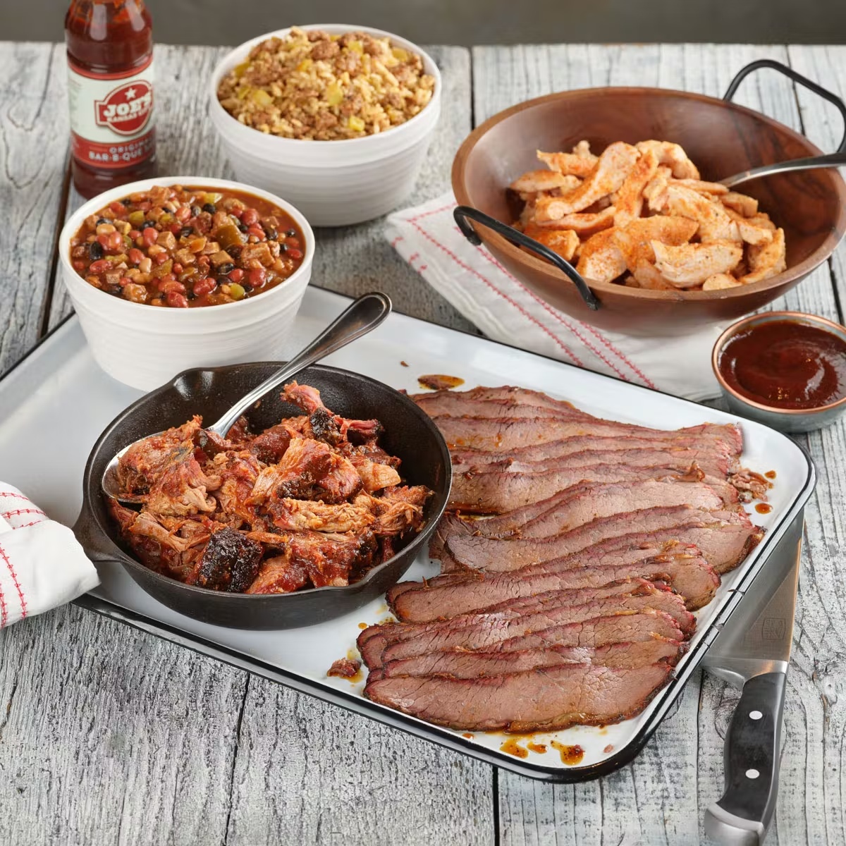 Brisket, Pulled Chicken & Pulled Pork in BBQ Sauce Meal Kit