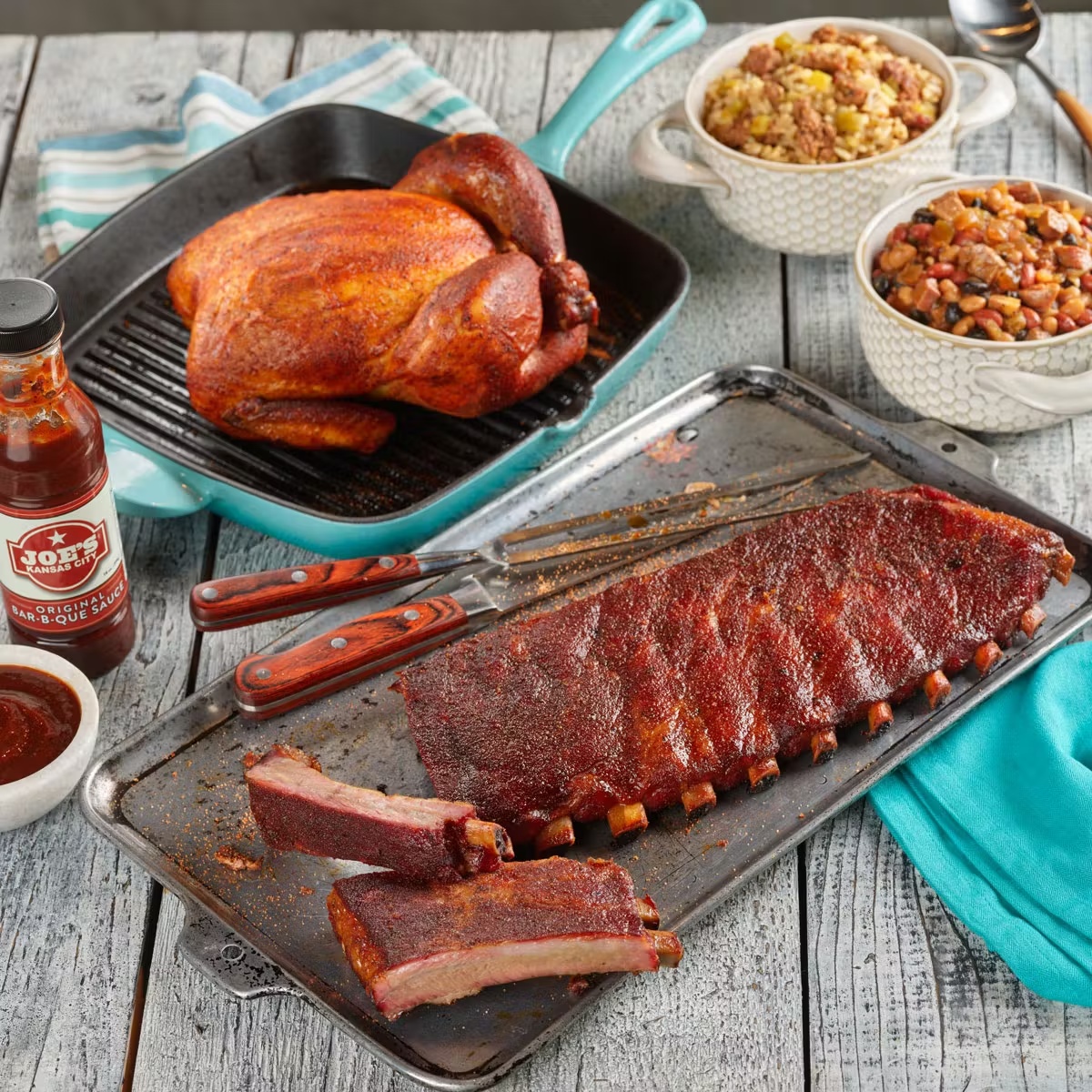 Whole Smoked Chicken and Ribs Meal Kit for 2-4
