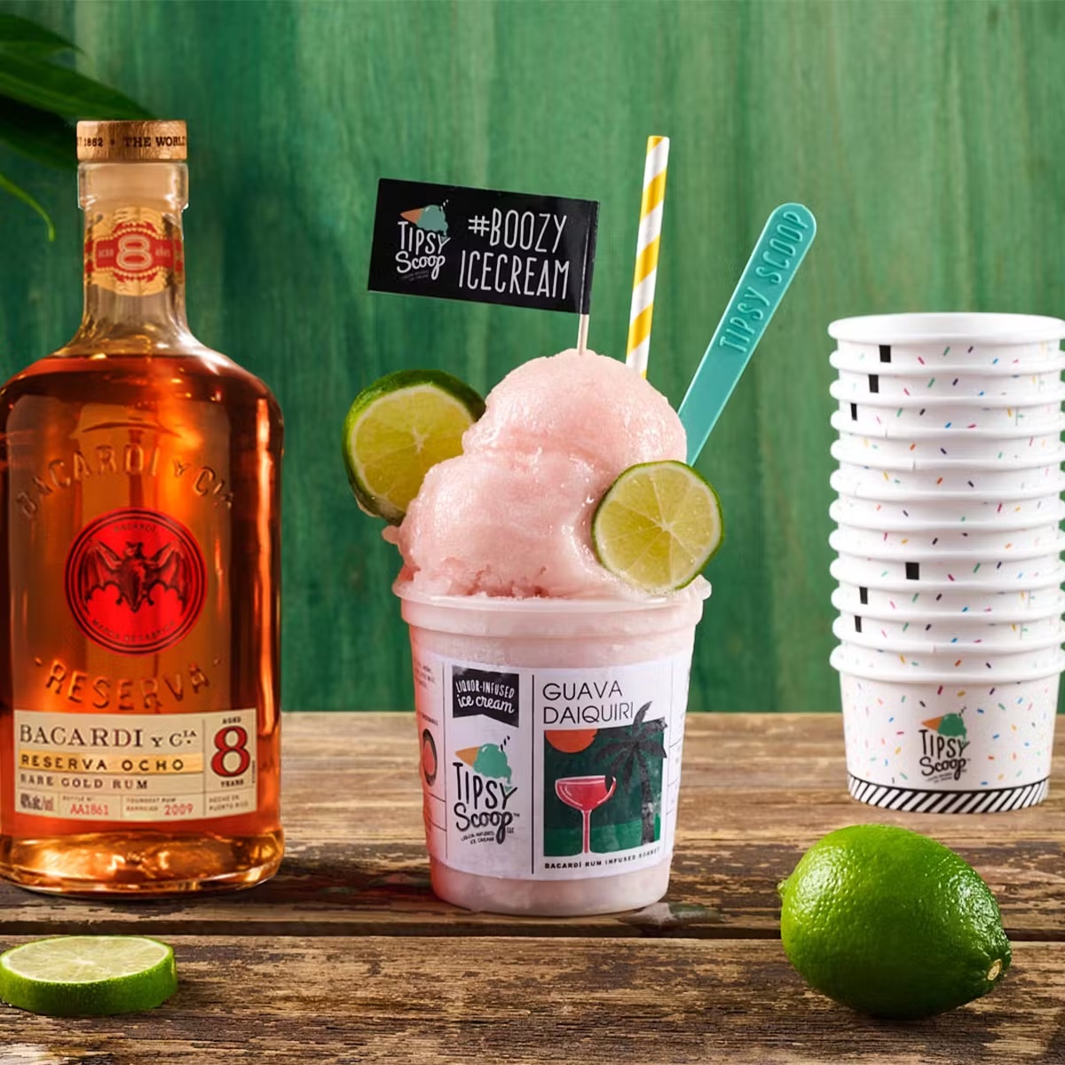 "Bacardi Reserva Ocho Guava Daiquiri Sorbet" Boozy Ice Cream - 4 Pints