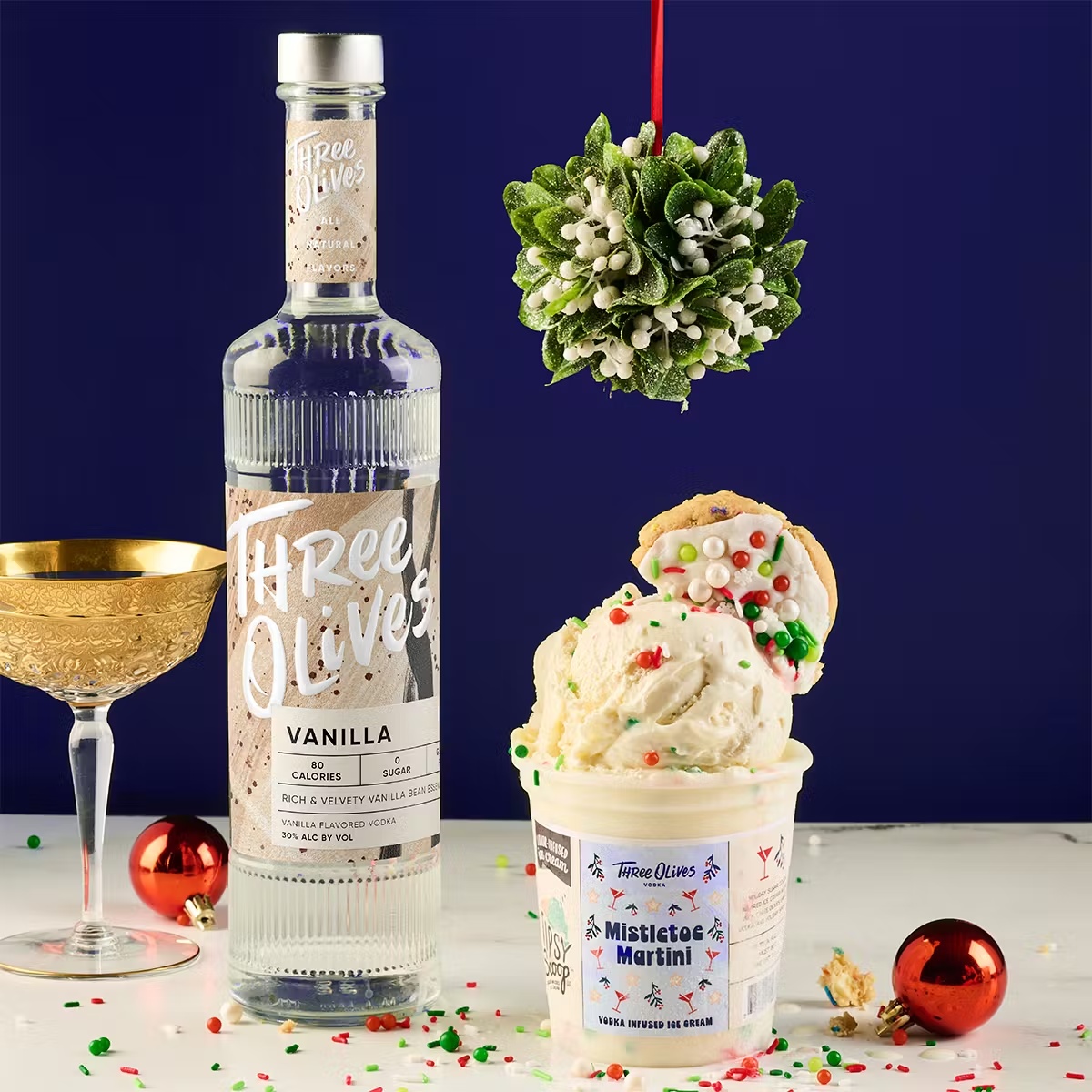 Three Olives Mistletoe Martini Boozy Ice Cream - 4 Pints