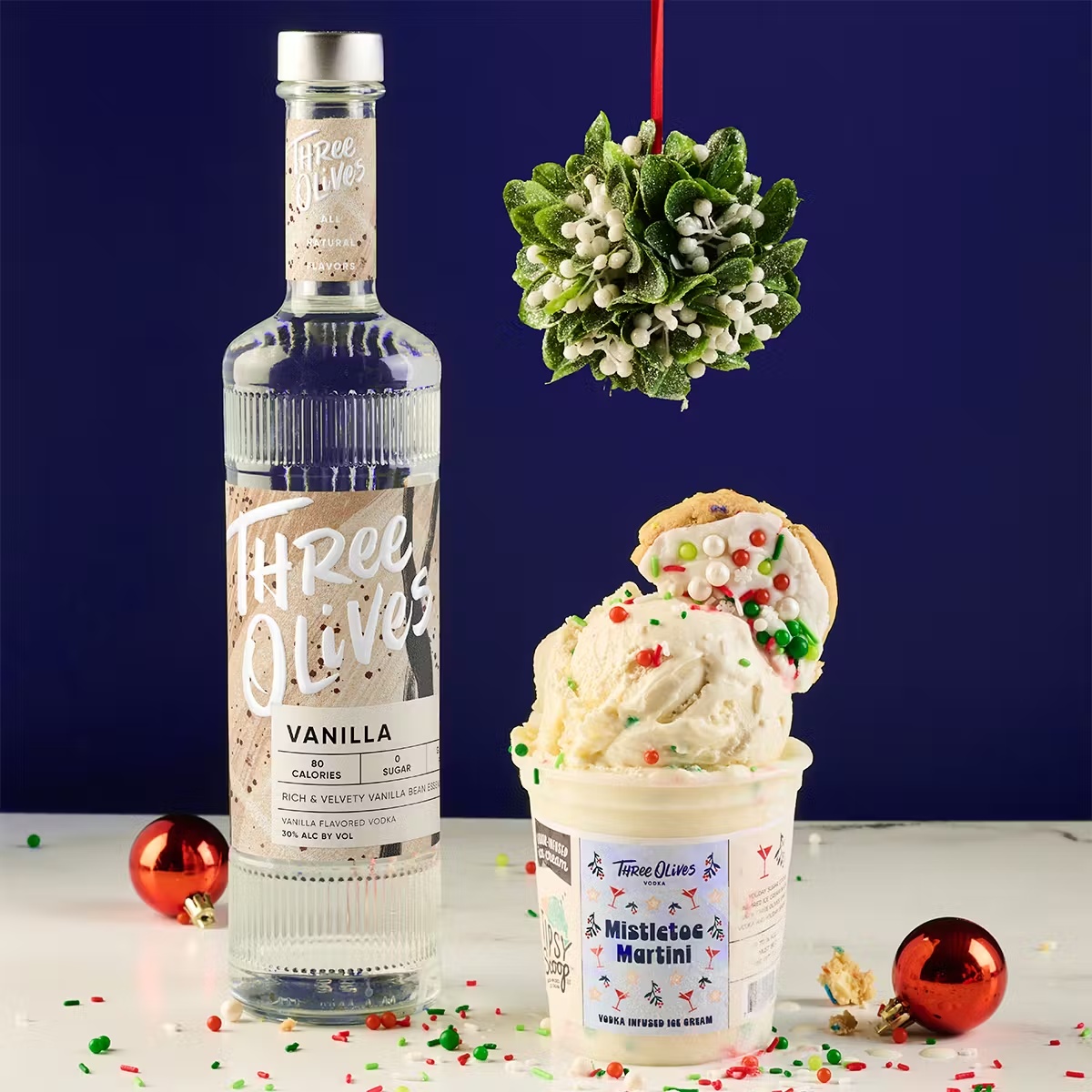 Three Olives Mistletoe Martini Boozy Ice Cream - 4 Pints