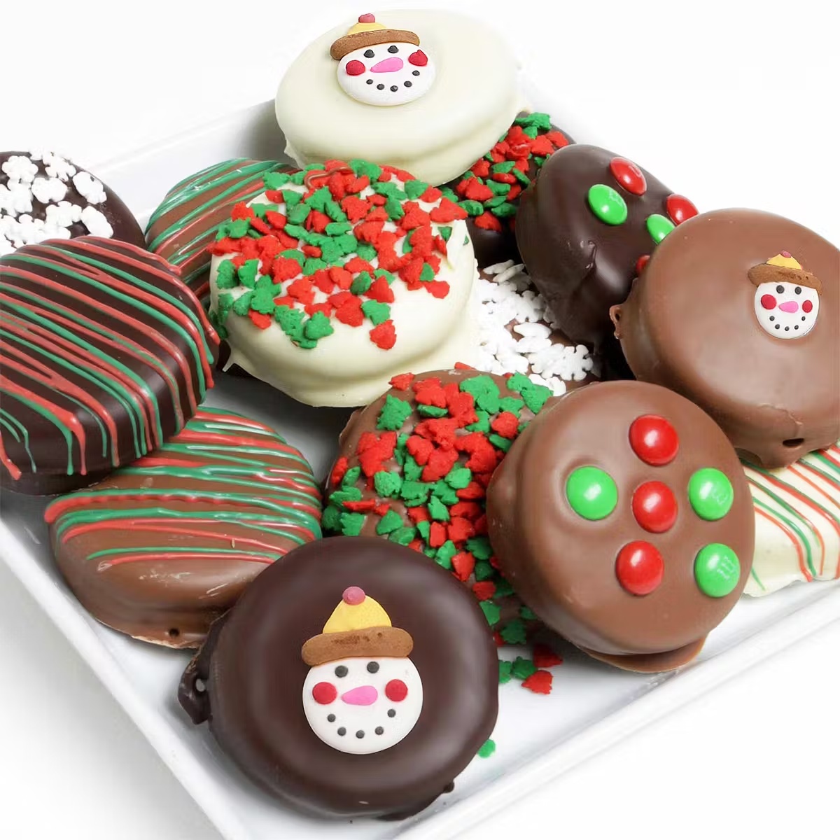 Holiday Belgian Chocolate Dipped Sandwich Cookies - 12 Pack