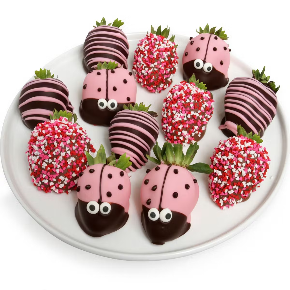 Pink Cutie Bug Chocolate Covered Strawberries - 12 Pack