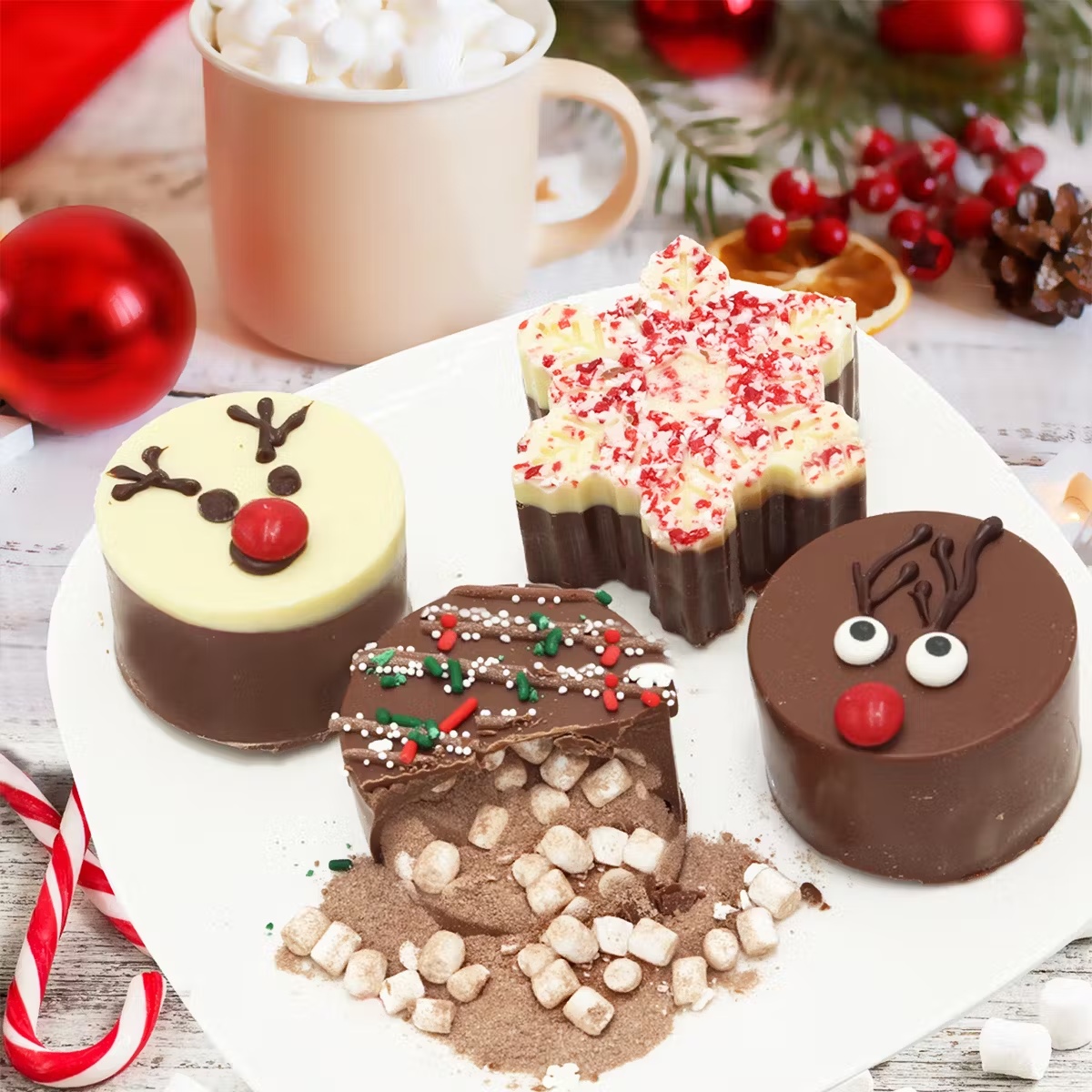 Holiday Reindeer Hot Cocoa Bombs - 4 Pack