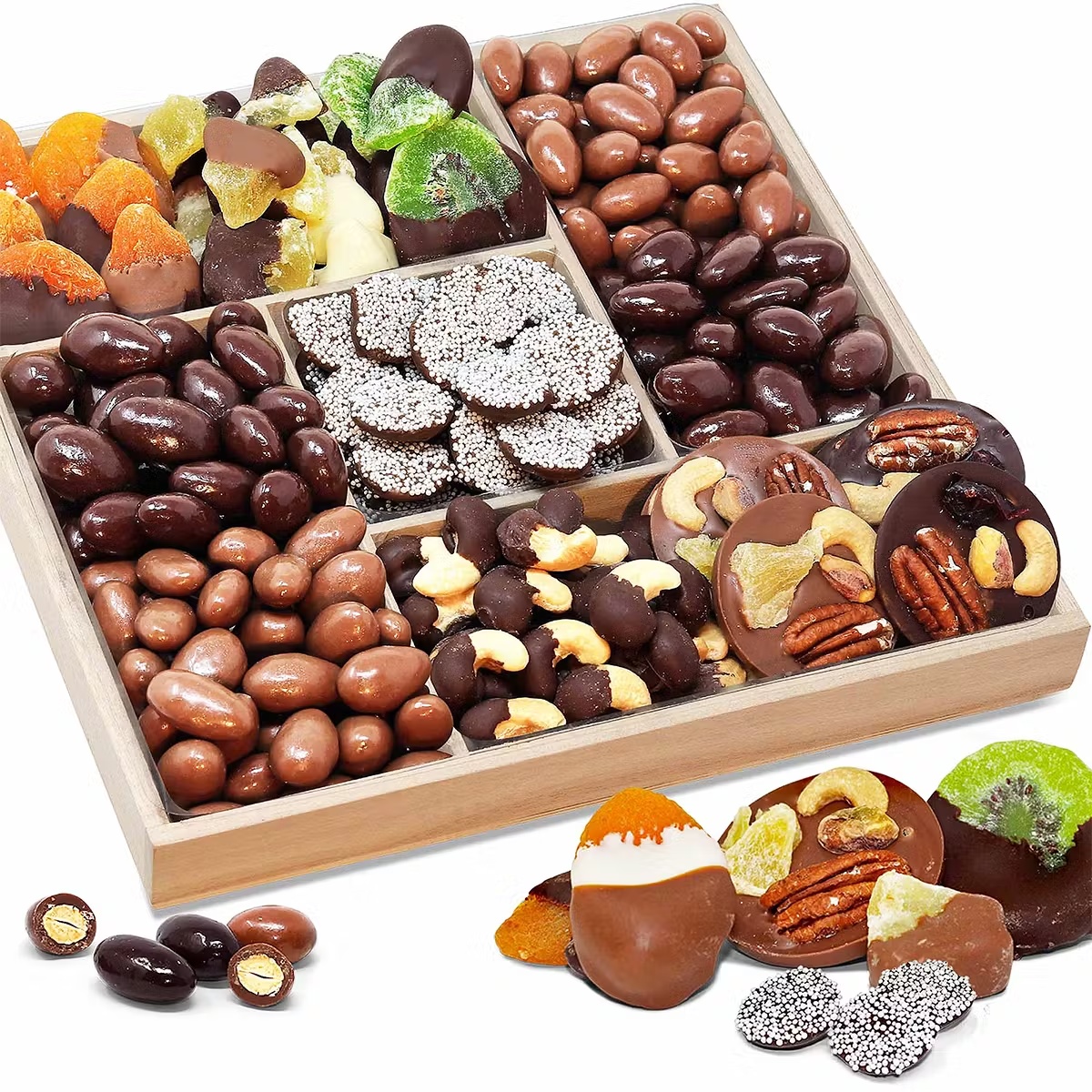 Belgian Chocolate Covered Dried Fruit & Nut Gift Tray