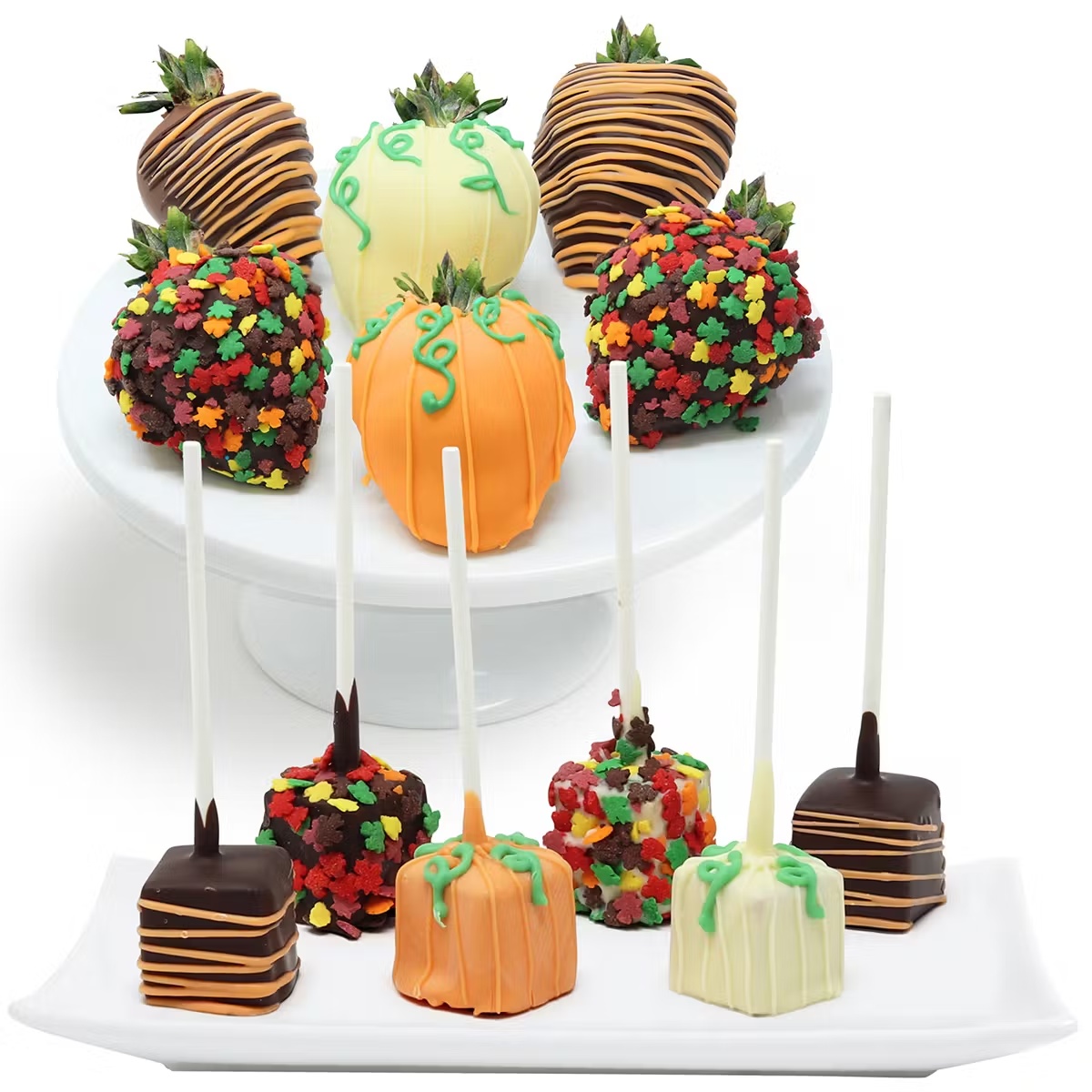 Fall Belgian Chocolate Covered Strawberries & Cheesecake Pops - 12 Pack