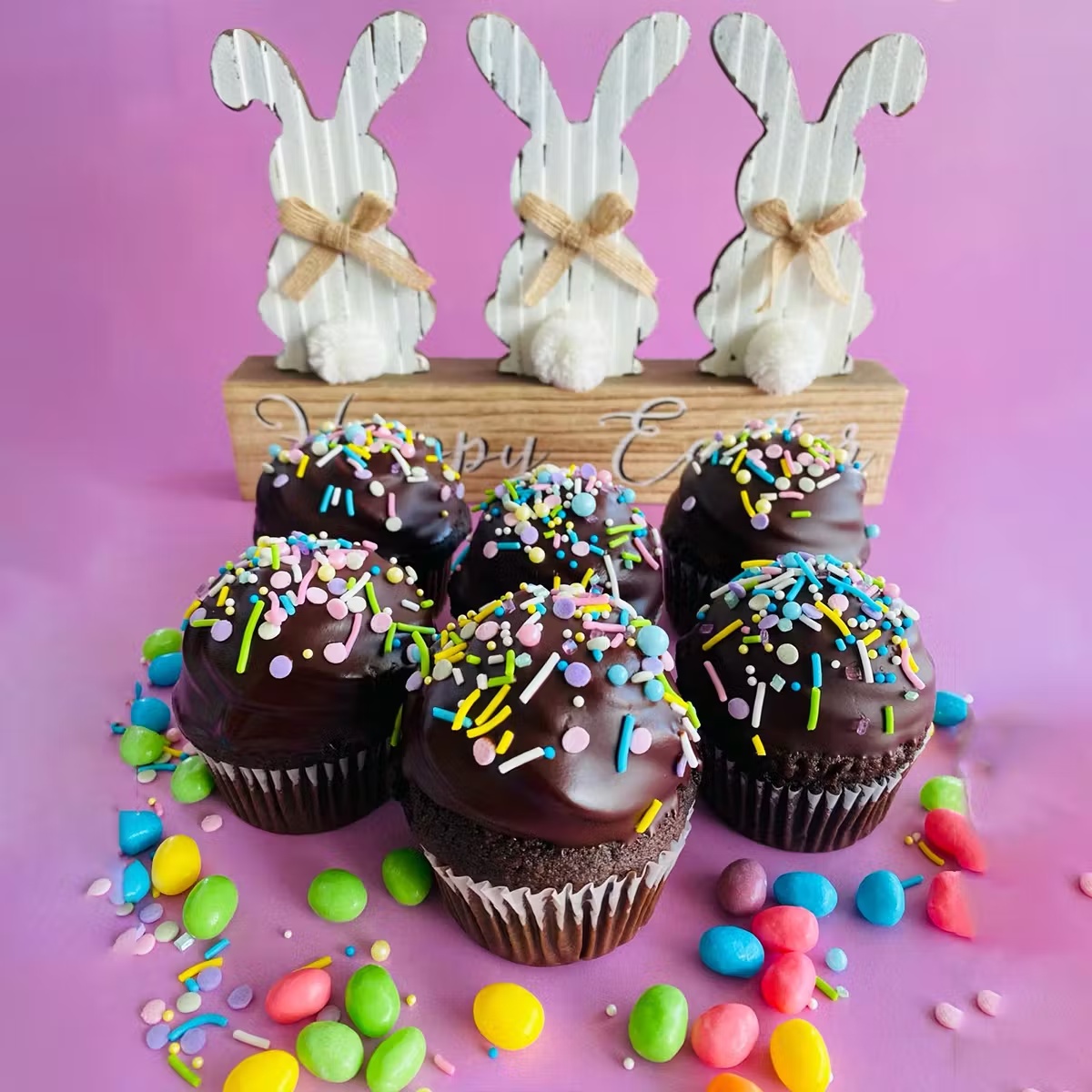 "Easter Egg" Chocolate Dipped Cupcakes