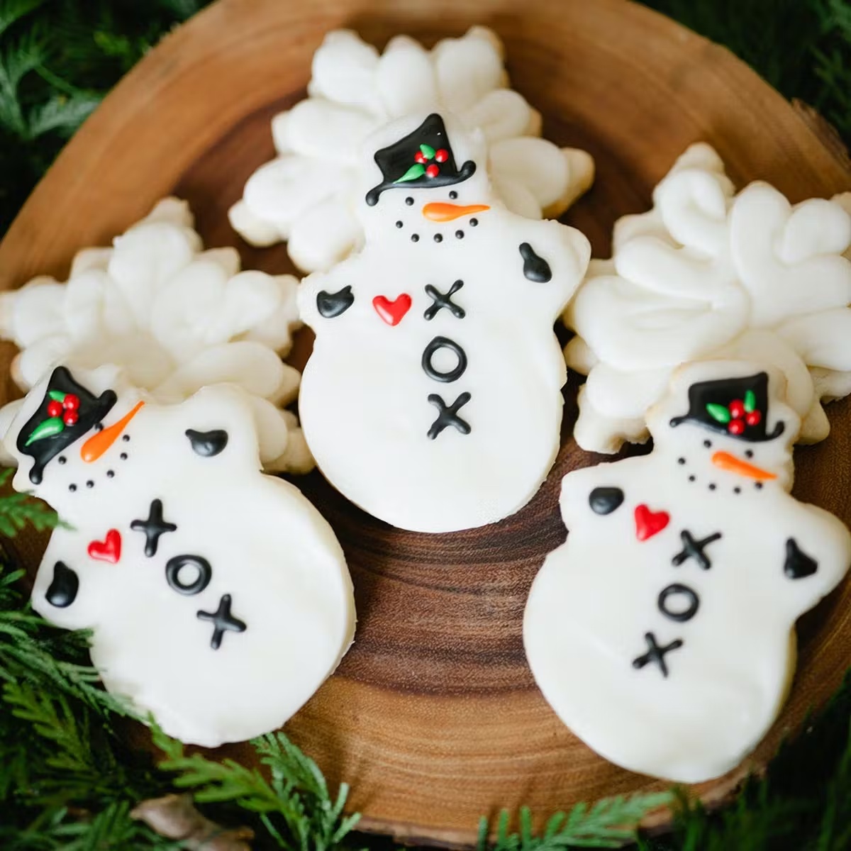 Snowman & Snowflake Christmas Sugar Cookies - 6 Pack
