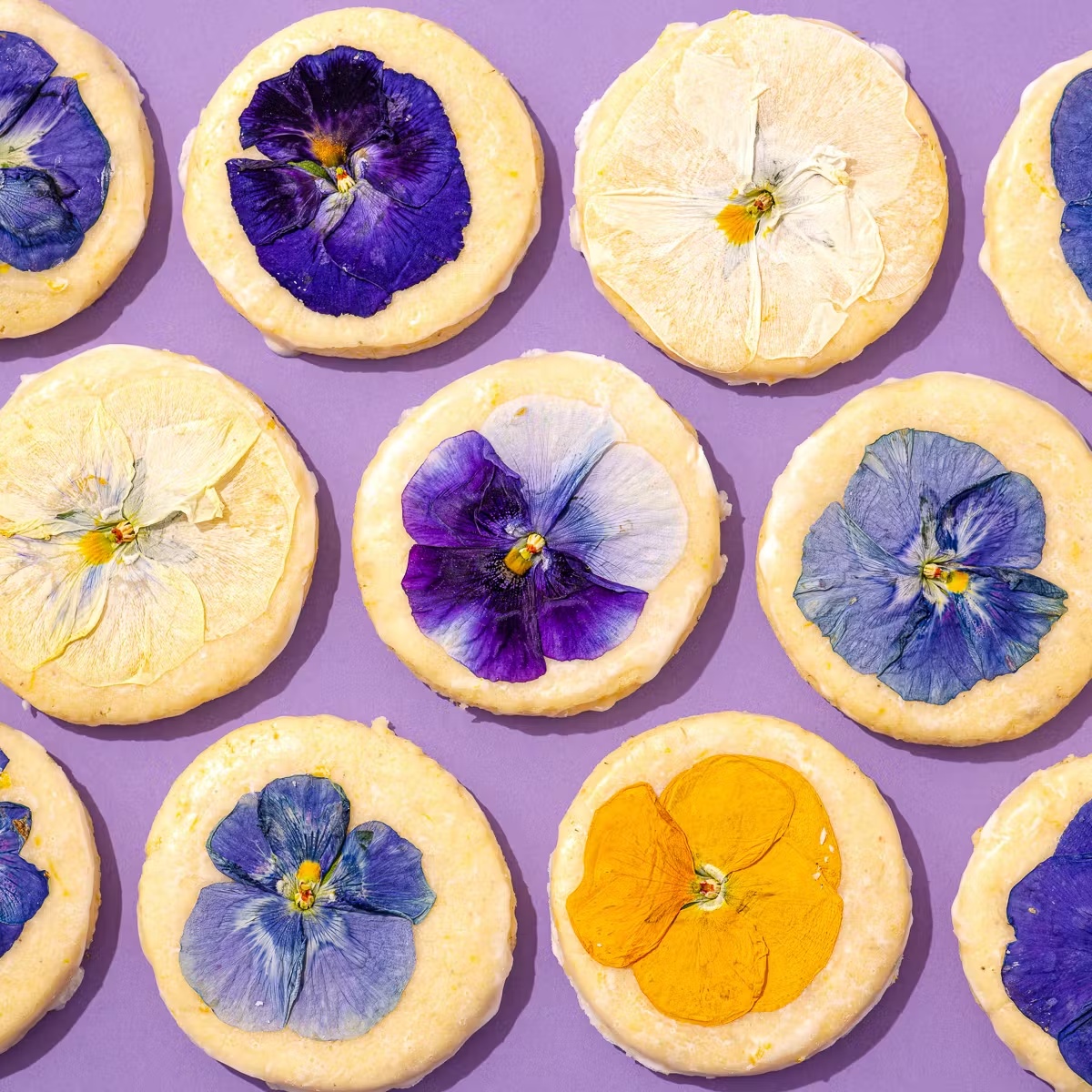 Pressed Flower Shortbread Cookies - 10 Pack