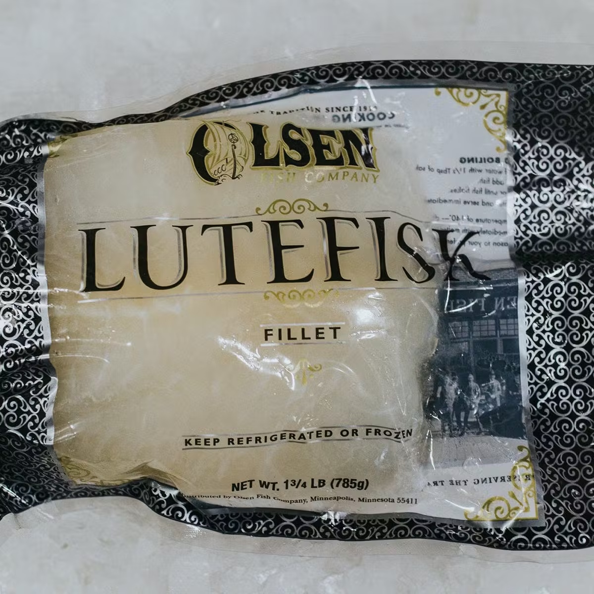 Lutefisk Fillet, Skinless and Boneless, 1.75 lbs