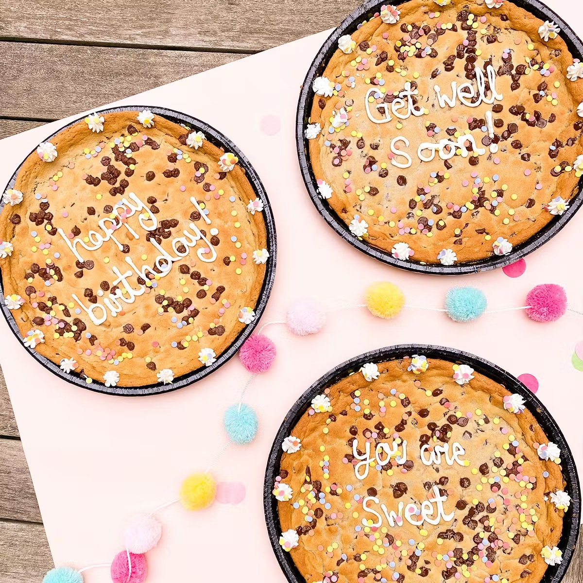 Celebration Message Chocolate Chip Cookie Cake