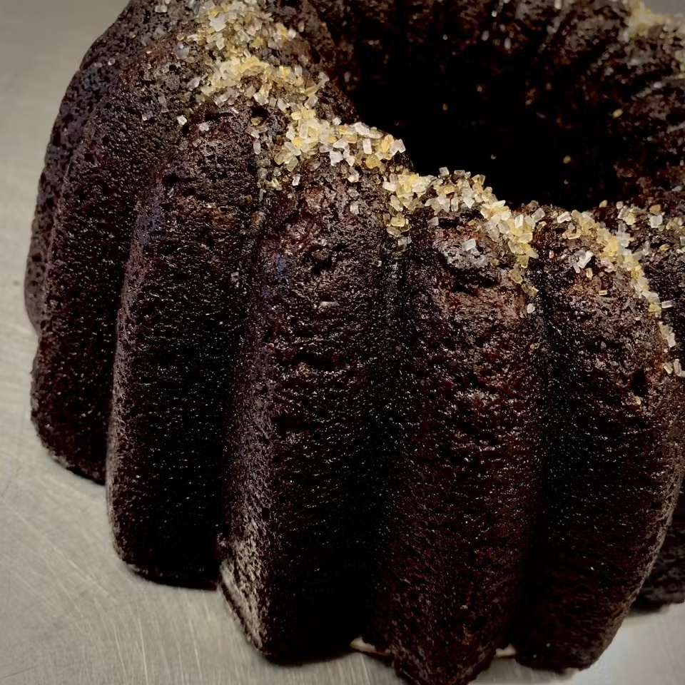 Hoodoo Cake with Dark Chocolate & Cathead Distillery's Chicory Liqueur