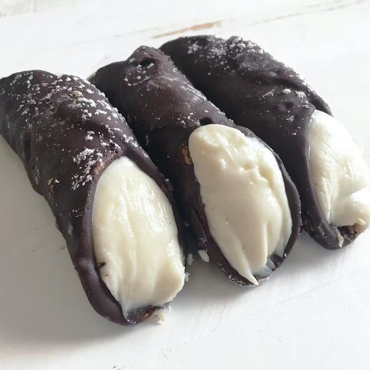 6 Filled Large Plain Cannoli + 6 Filled Hand Dipped Belgian Chocolate Cannoli