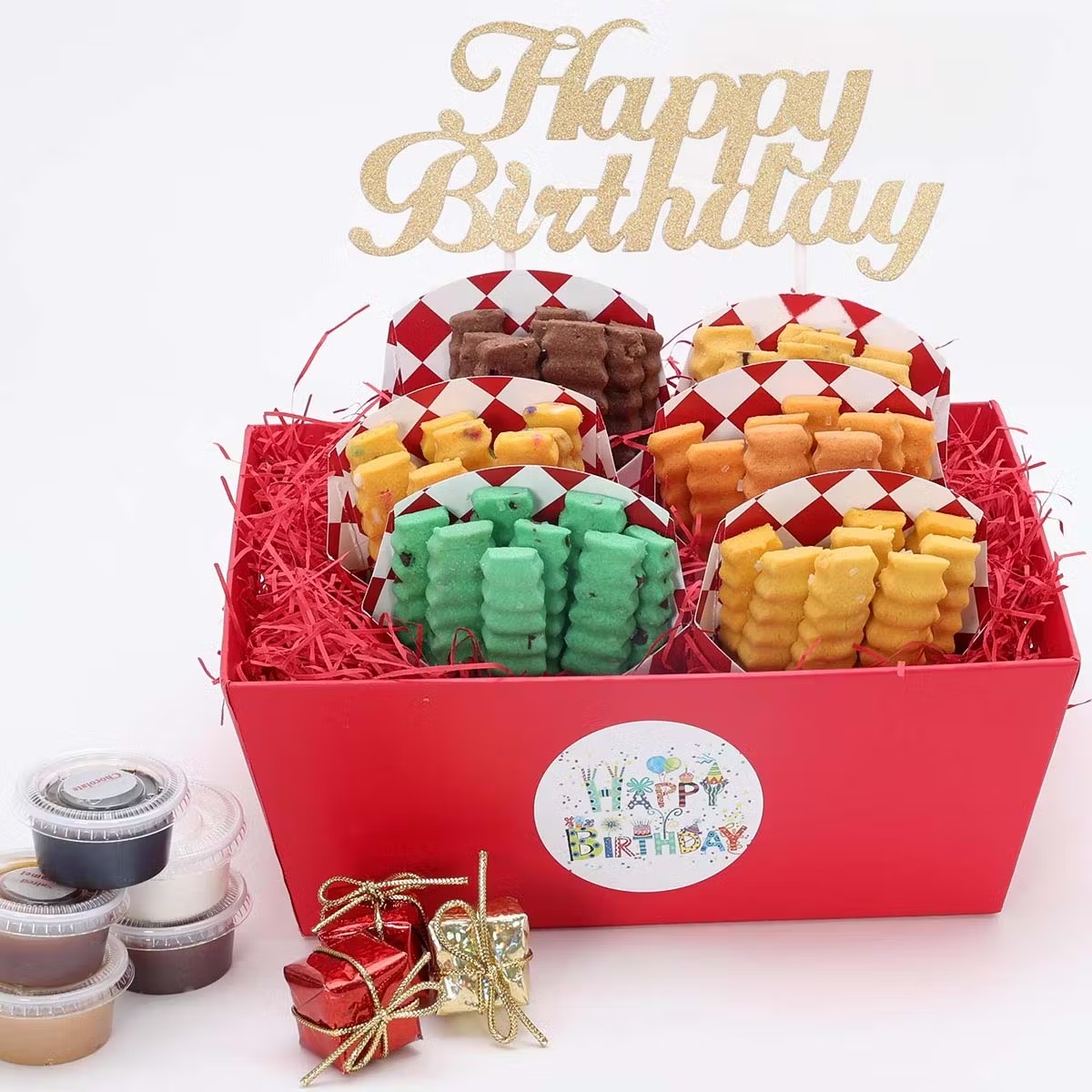 "Happy Birthday" Cookie Fries Gift Basket - 6 Cartons