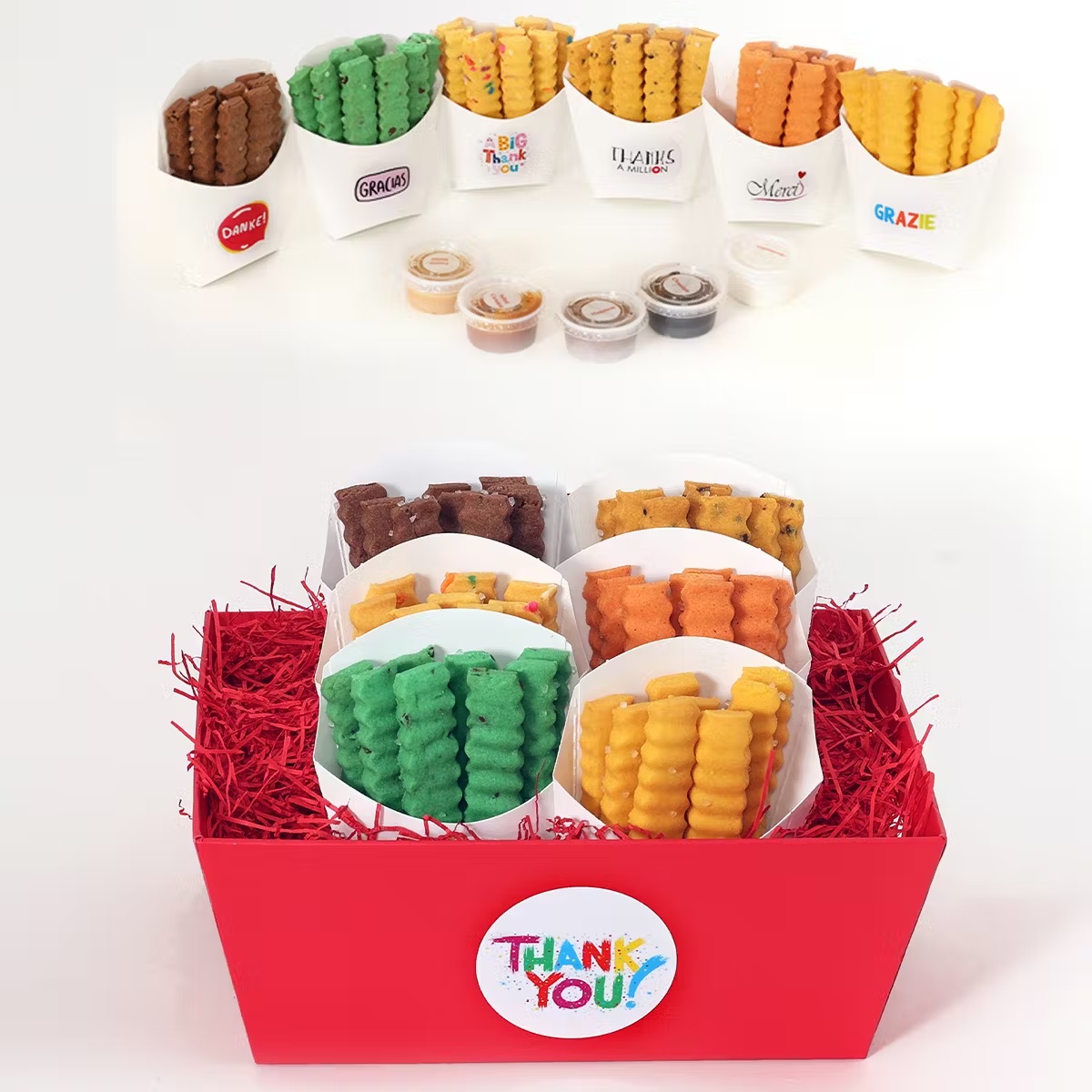 "Thank You" Cookie Fries Gift Basket - 6 Cartons