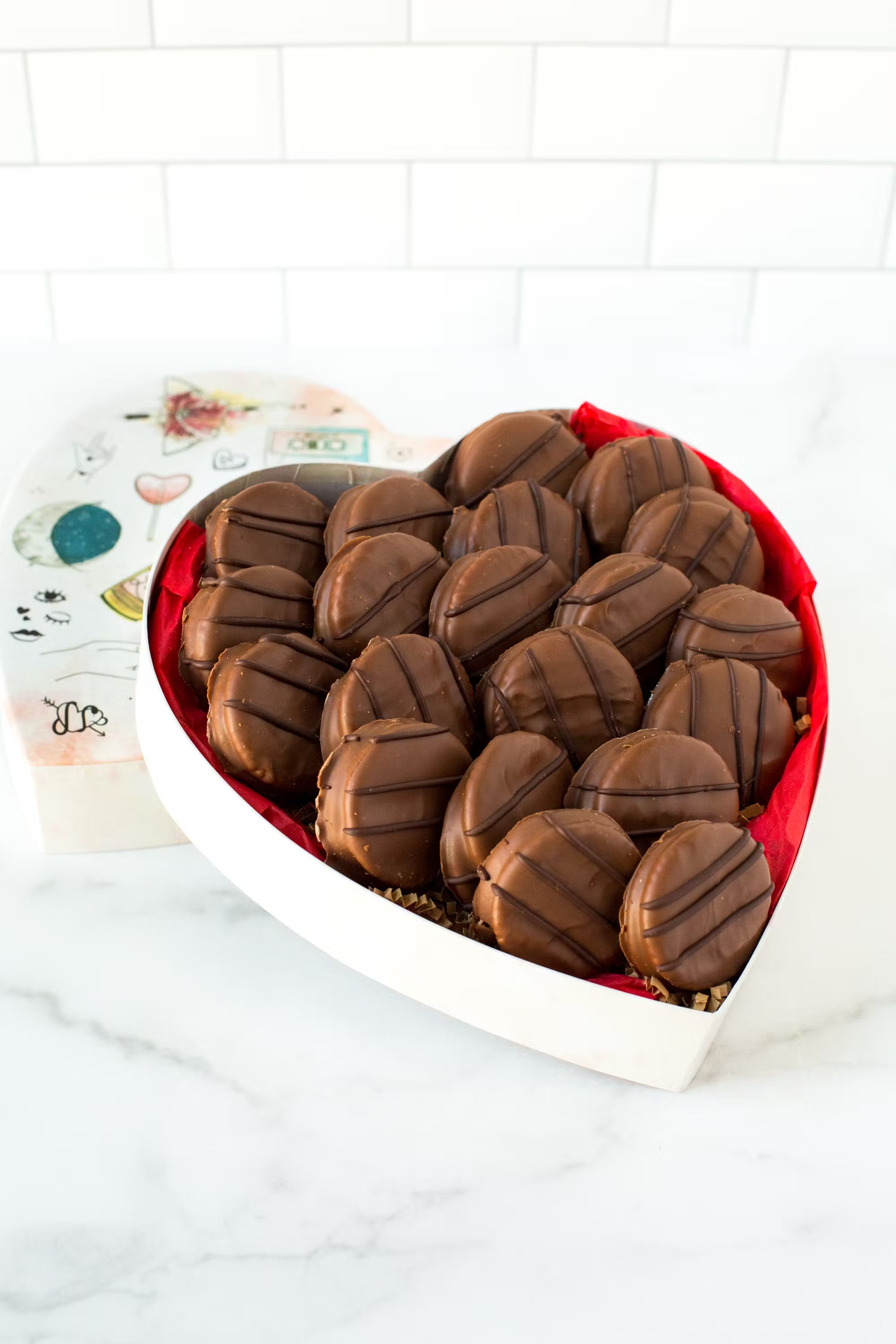 Valentine's Day Chocolate Covered Peanut Butter Cookies - 20 Pack