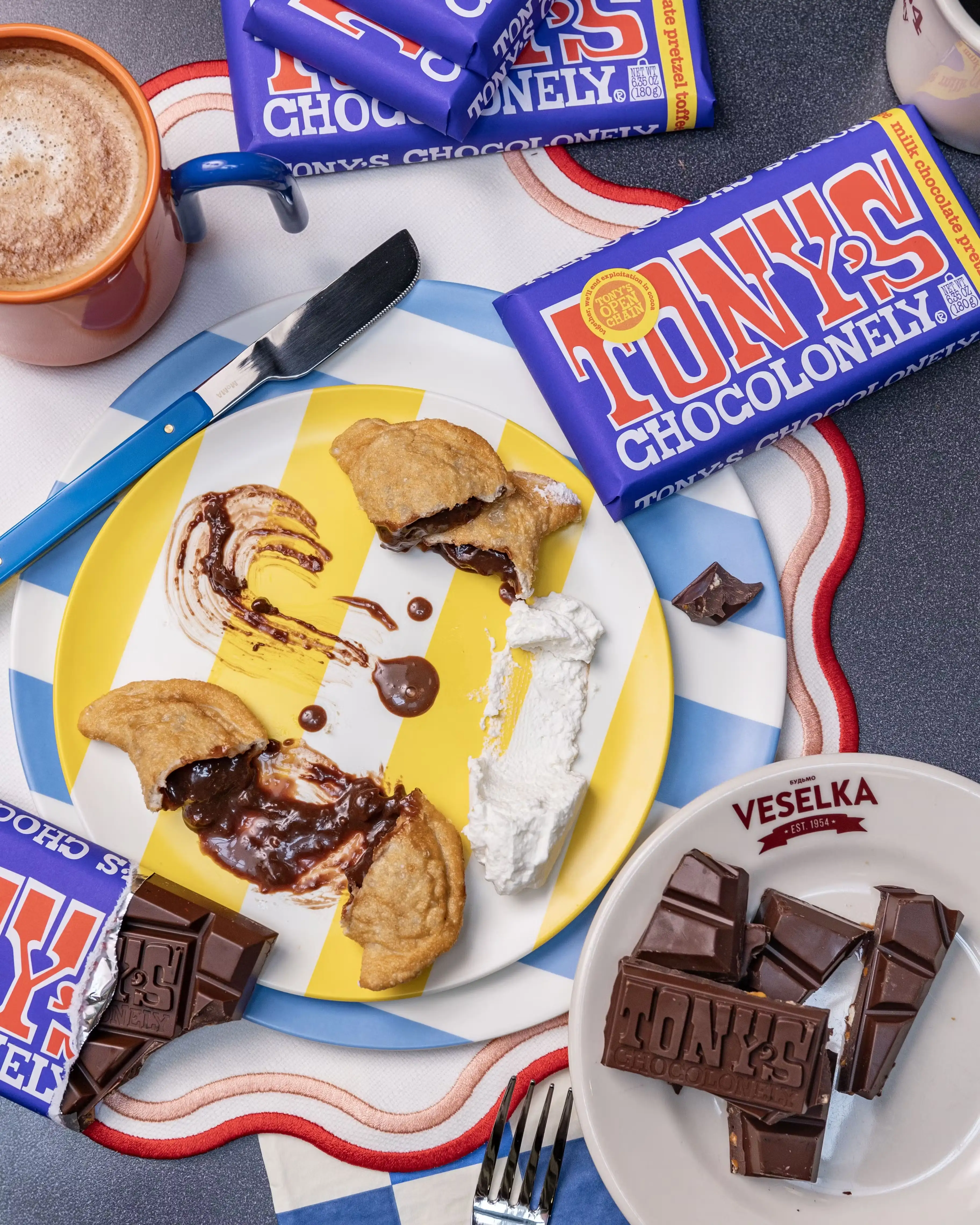 Veselka x Tony's Chocolonely Chocolate Pierogi + Chocolate Bar