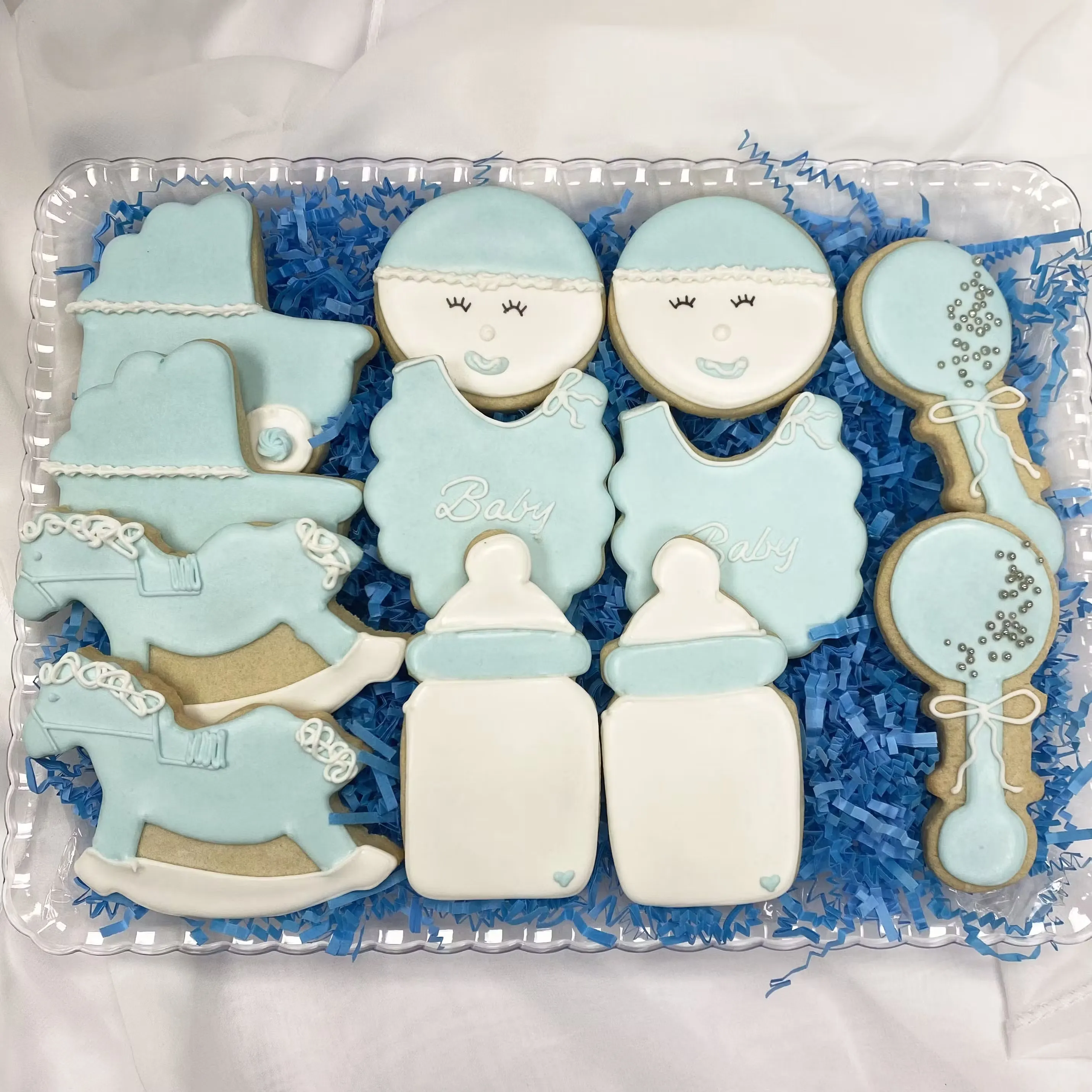 Iced Baby Boy Sugar Cookie Gift Set - 12 Pack