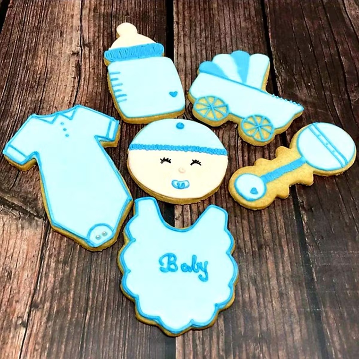Iced Baby Boy Sugar Cookie Gift Set - 12 Pack