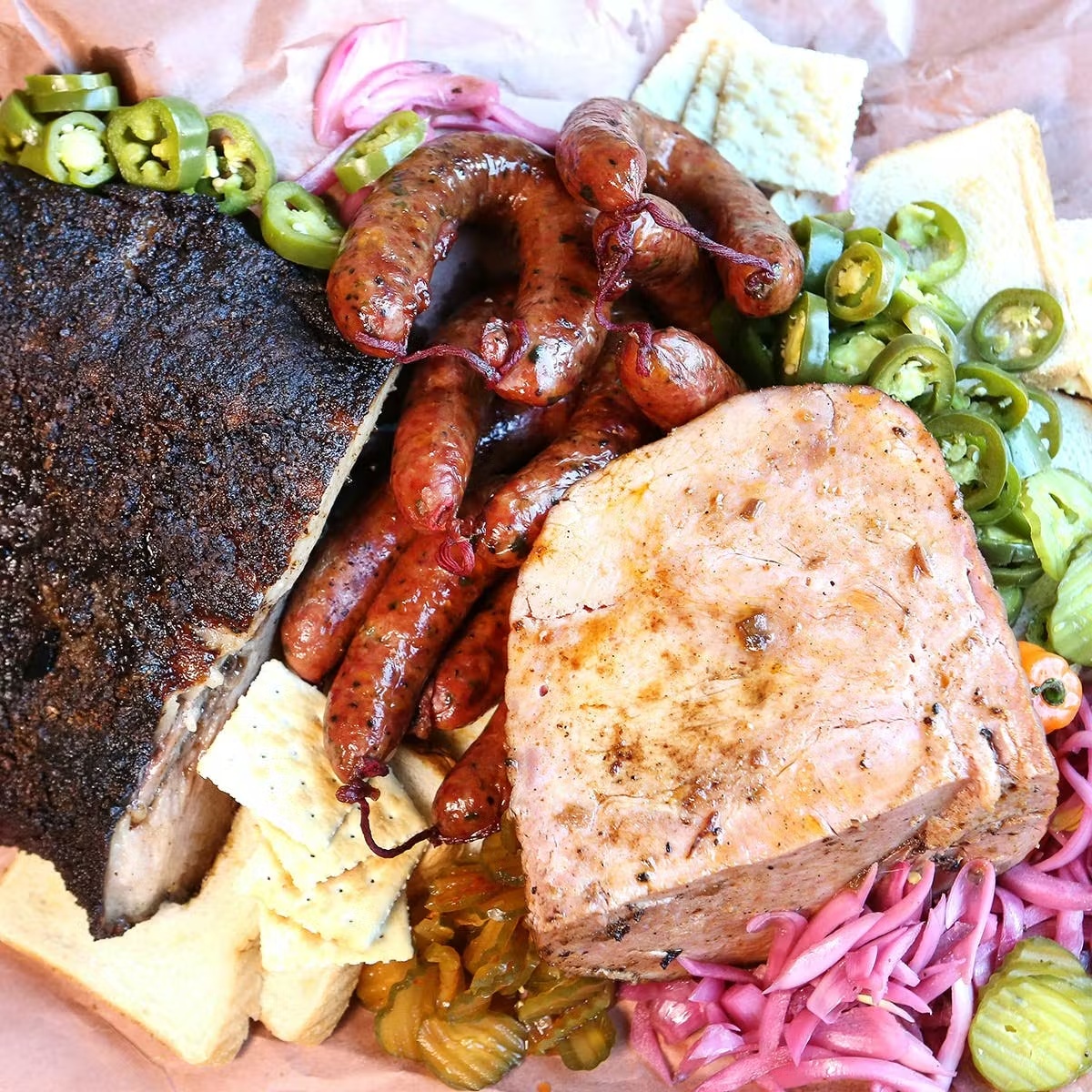 Texas BBQ Sampler - Brisket, Kreuz Sausage & Pit Ham