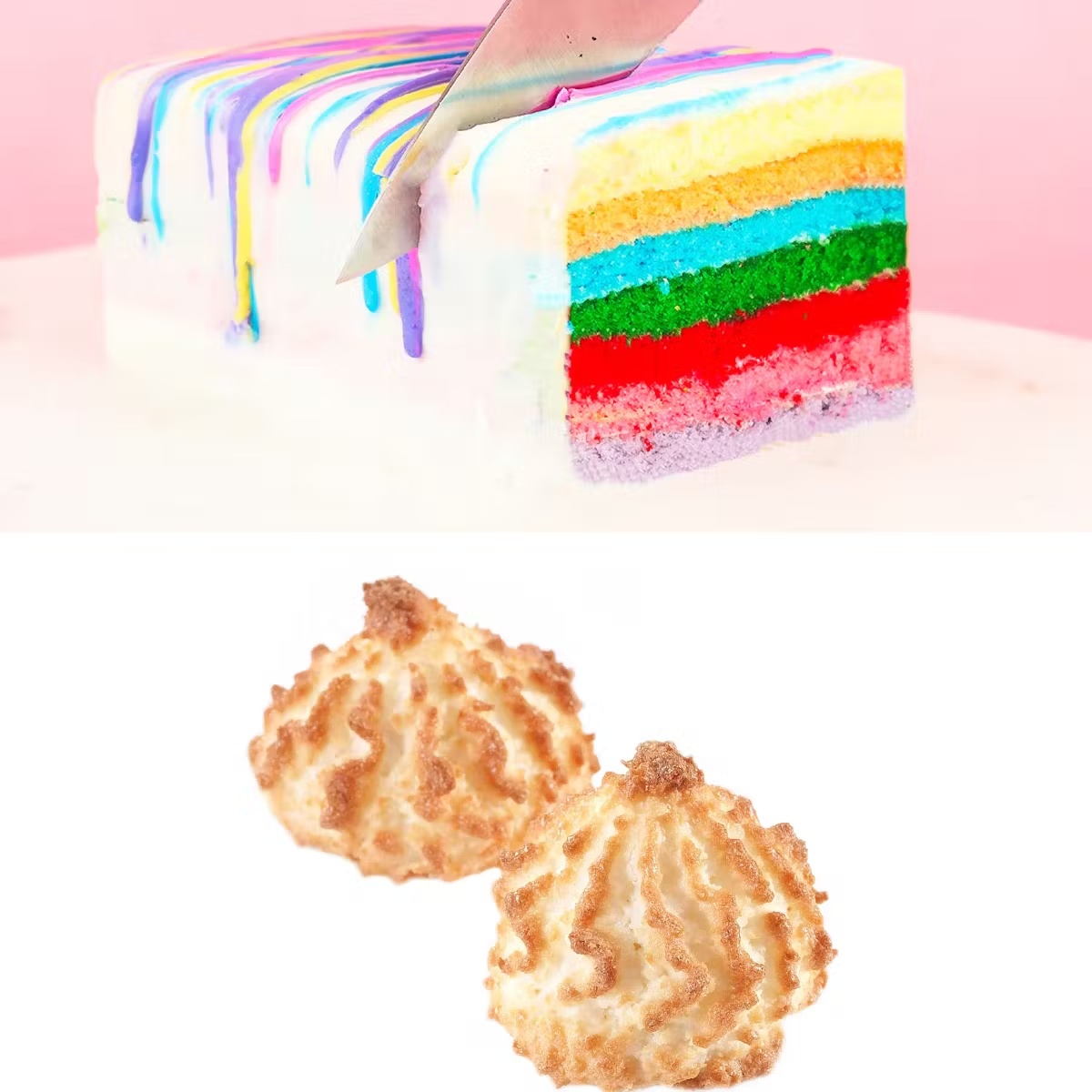 Kosher for Passover Rainbow Seven Layer Cake + Coconut Macaroons