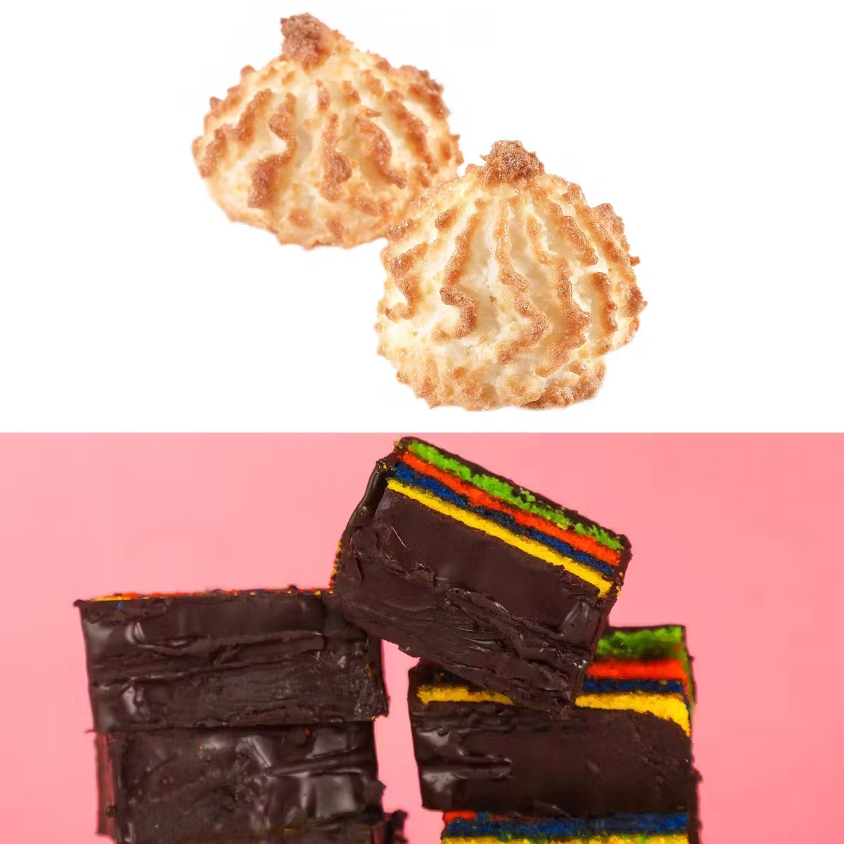 Kosher for Passover Rainbow Cookies + Coconut Macaroons
