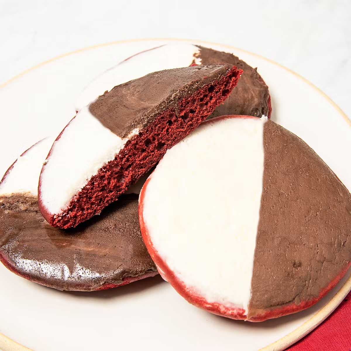 Mini Red Velvet Black & White Cookies - 18 Pack